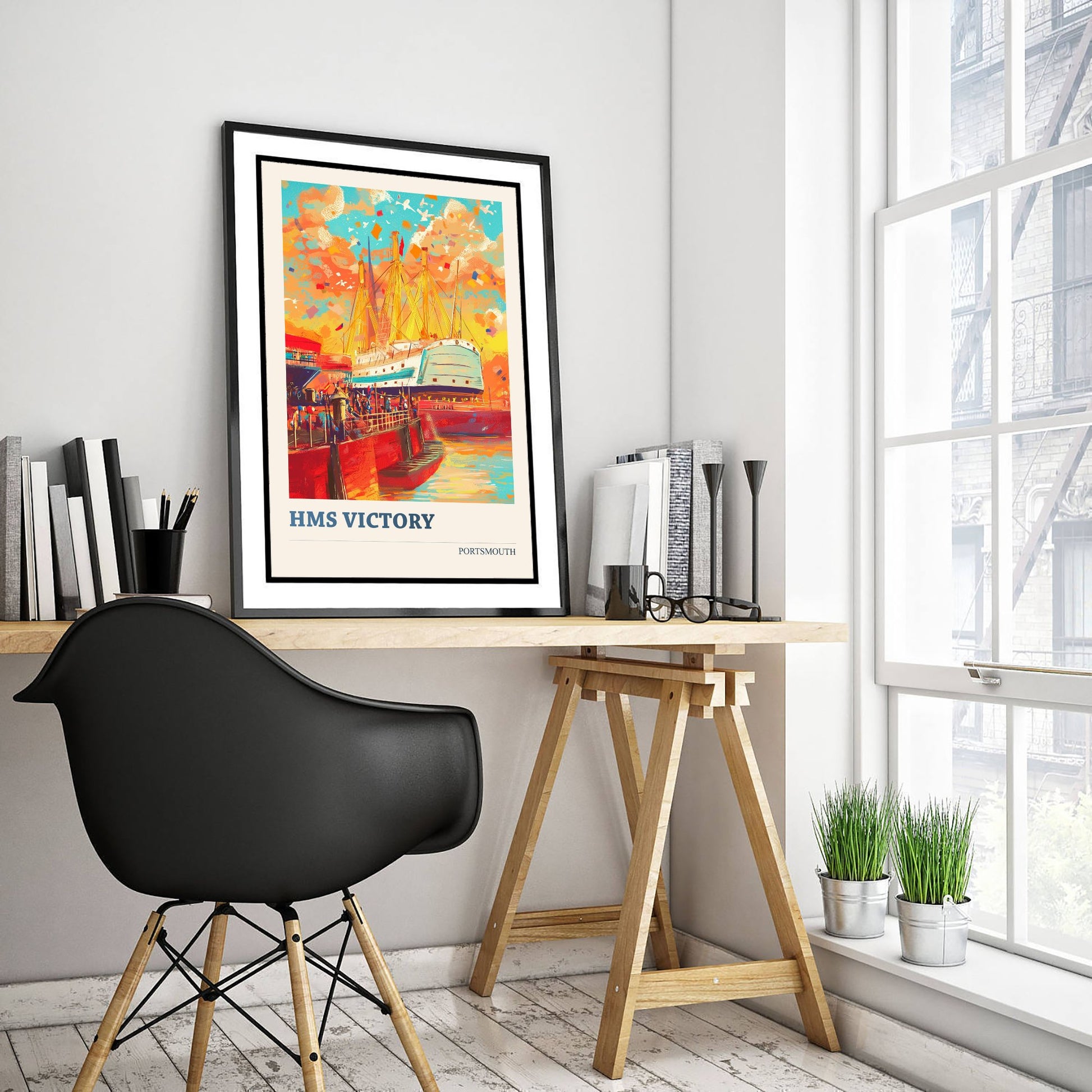 HMS Victory Portsmouth Travel Poster - Art Print - Bold Pop Illustration - Nelson Ship Wall Art 2/3