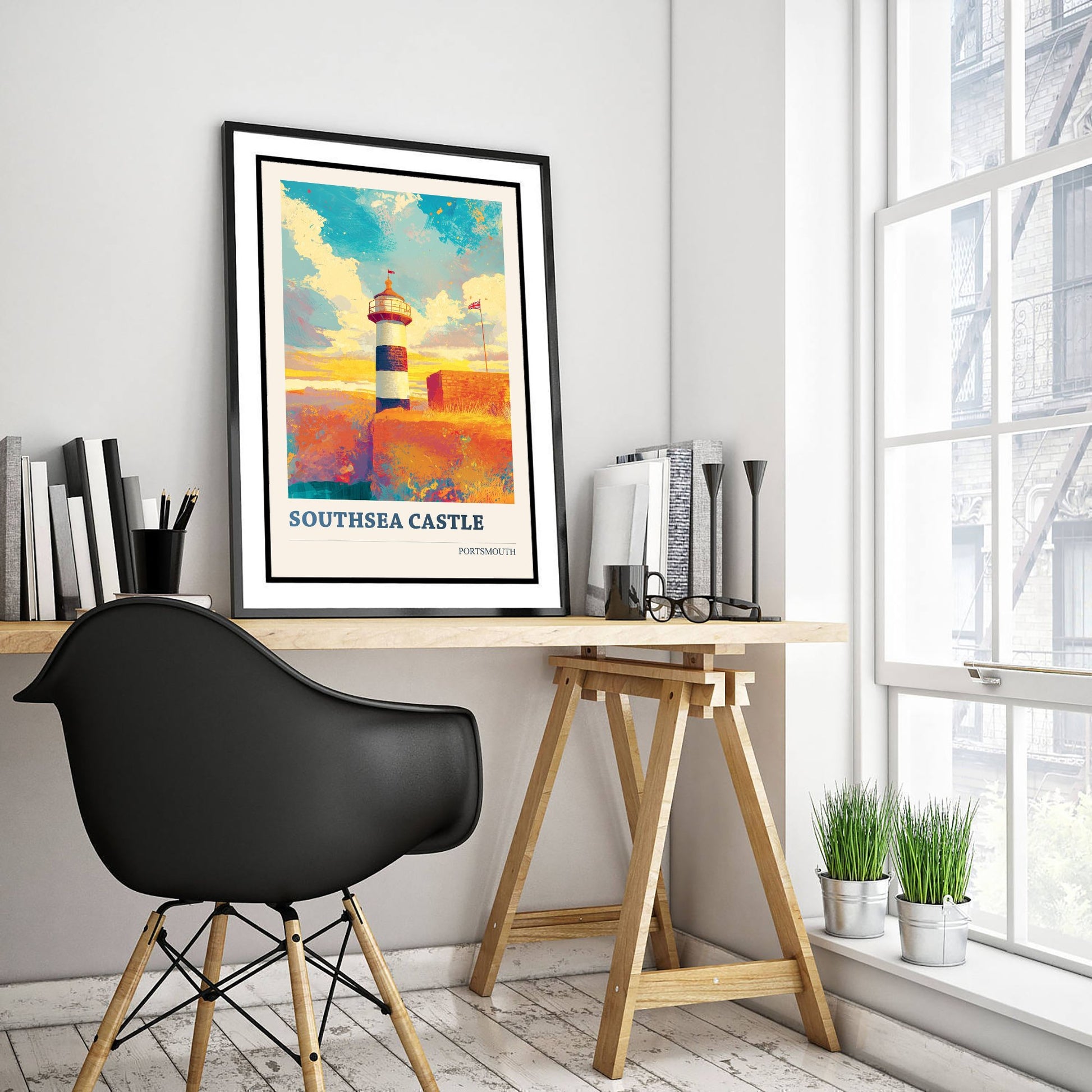 Southsea Castle Portsmouth Travel Poster - Art Print - Bold Pop Illustration - Lighthouse Wall Art 3/3
