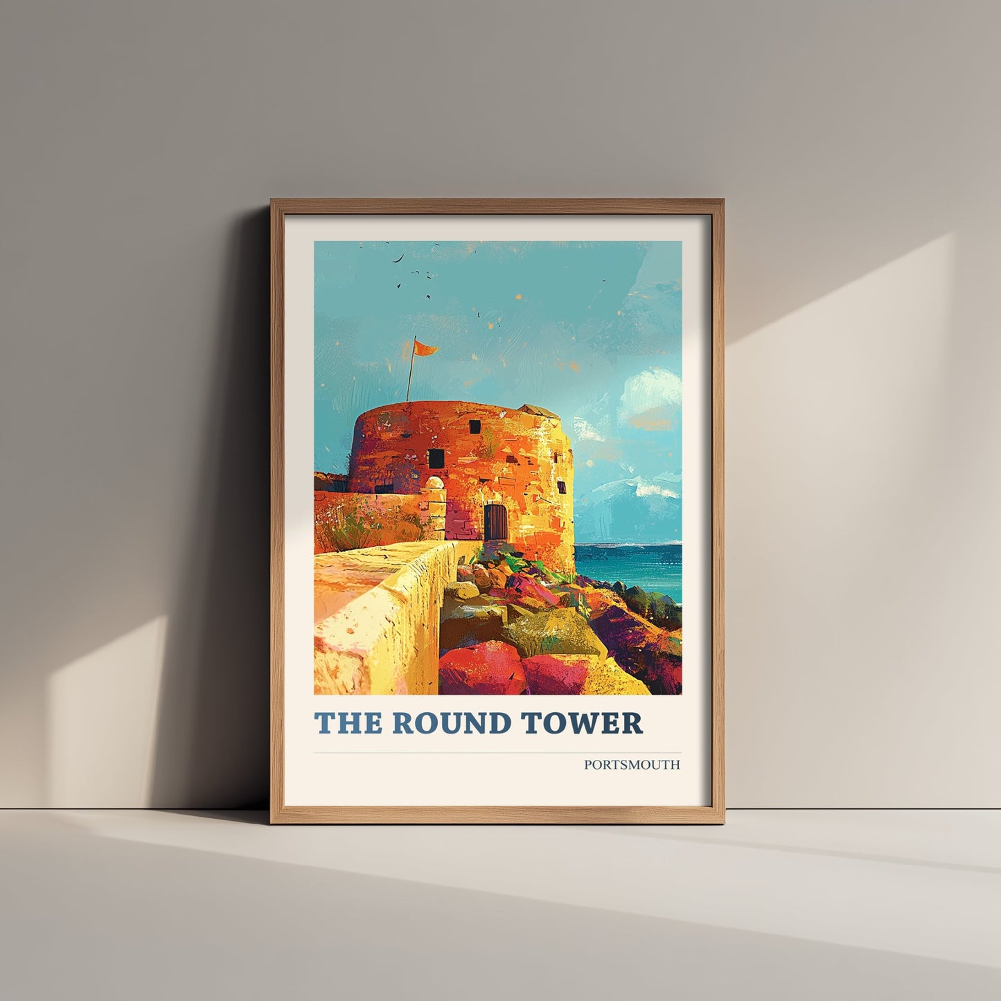 The Round Tower Portsmouth Travel Poster - Art Print - Bold Pop Illustration - Old Town Wall Art 1/3