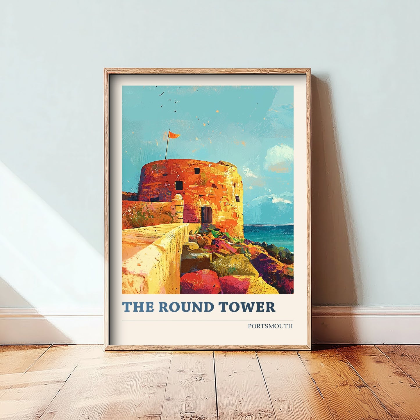 The Round Tower Portsmouth Travel Poster - Art Print - Bold Pop Illustration - Old Town Wall Art 1/3