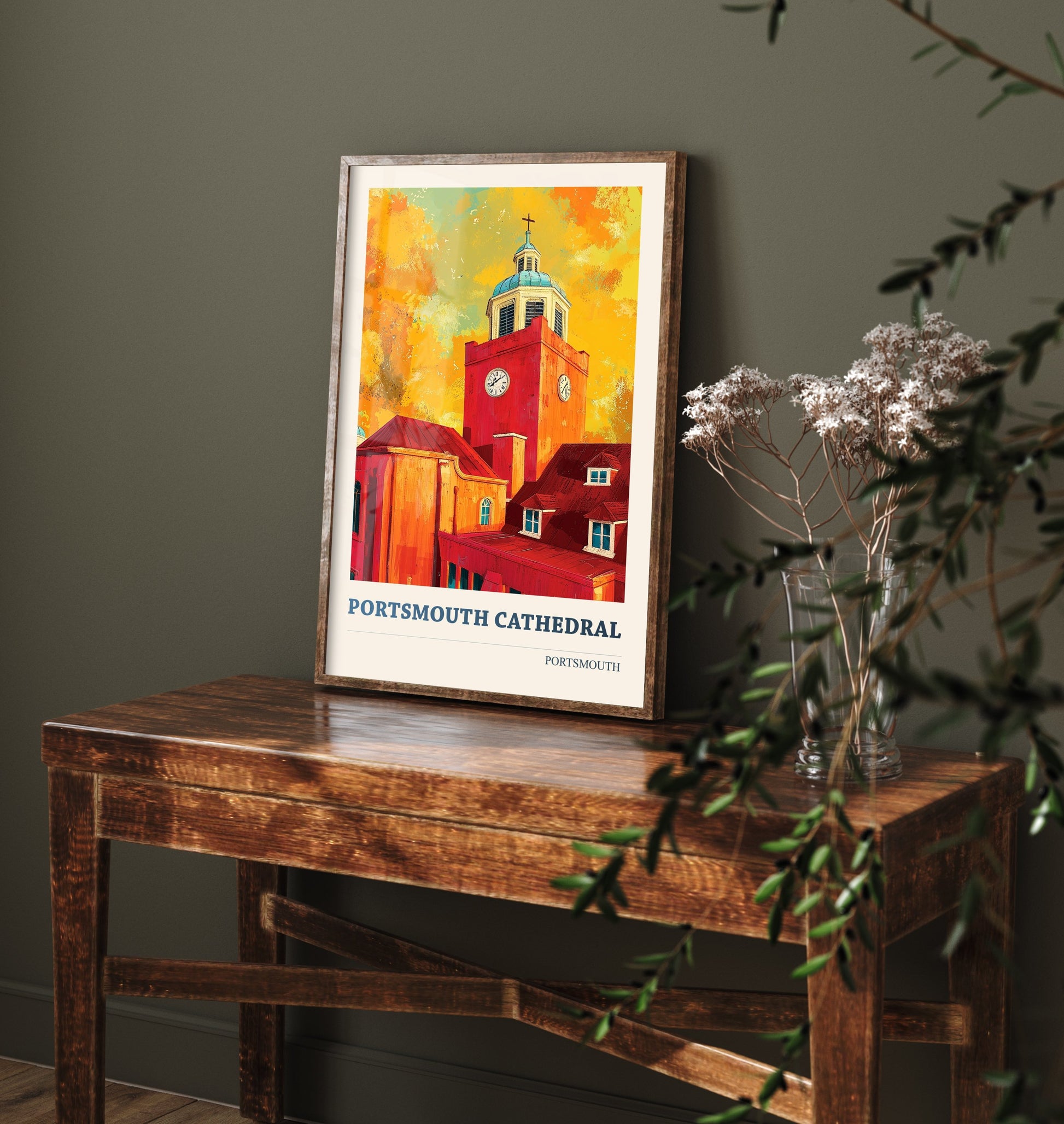Portsmouth Cathedral Travel Poster - Art Print - Bold Pop Illustration - Old Portsmouth Wall Art 2/3