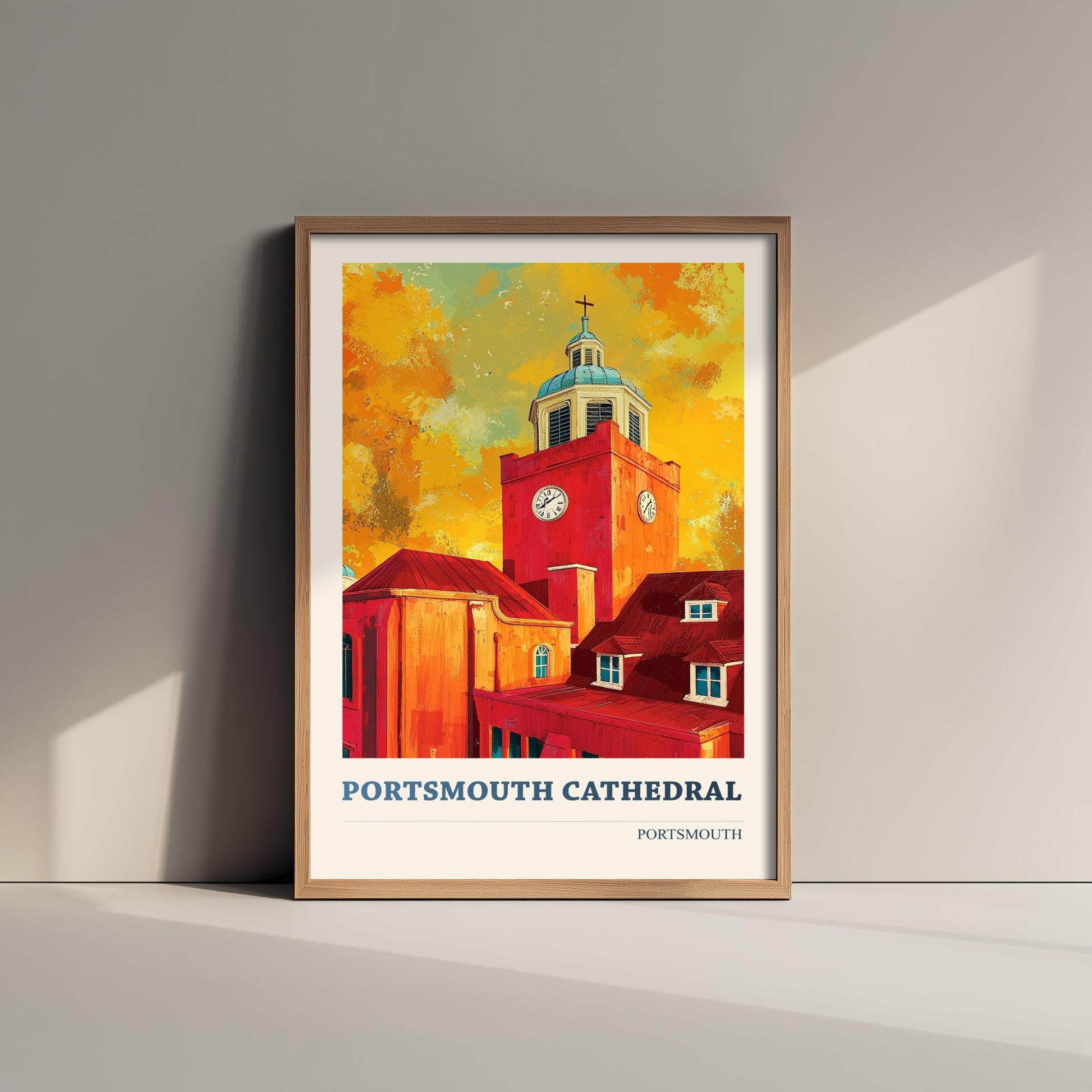 Portsmouth Cathedral Travel Poster - Art Print - Bold Pop Illustration - Old Portsmouth Wall Art 2/3