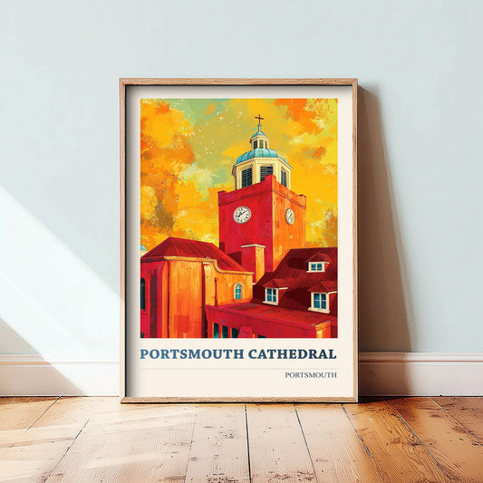 Portsmouth Cathedral Travel Poster - Art Print - Bold Pop Illustration - Old Portsmouth Wall Art 2/3