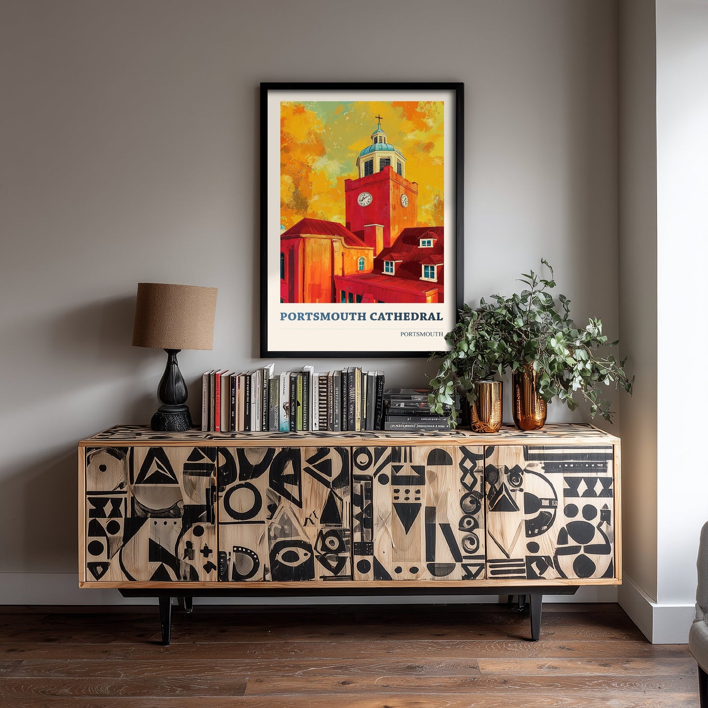 Portsmouth Cathedral Travel Poster - Art Print - Bold Pop Illustration - Old Portsmouth Wall Art 2/3