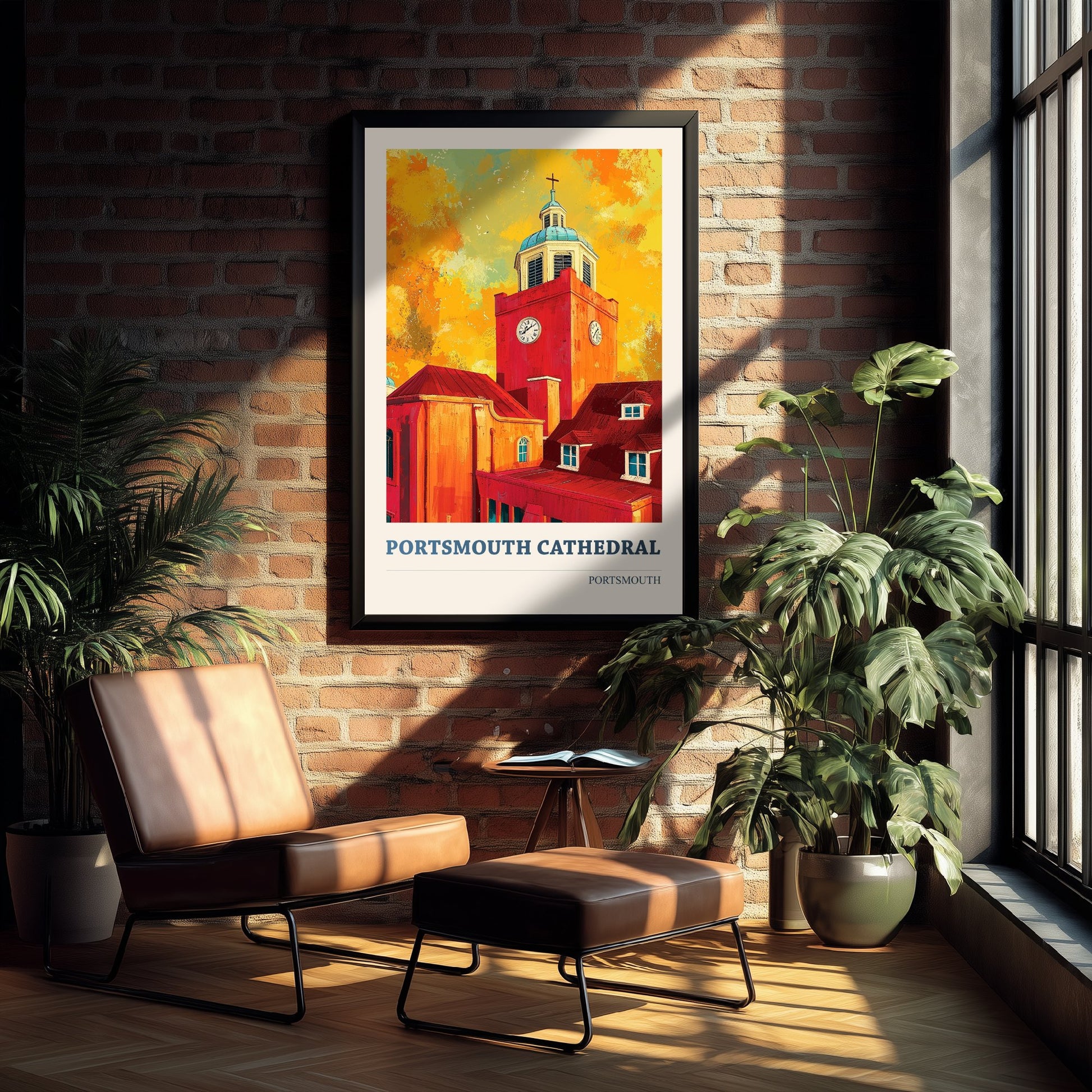 Portsmouth Cathedral Travel Poster - Art Print - Bold Pop Illustration - Old Portsmouth Wall Art 2/3