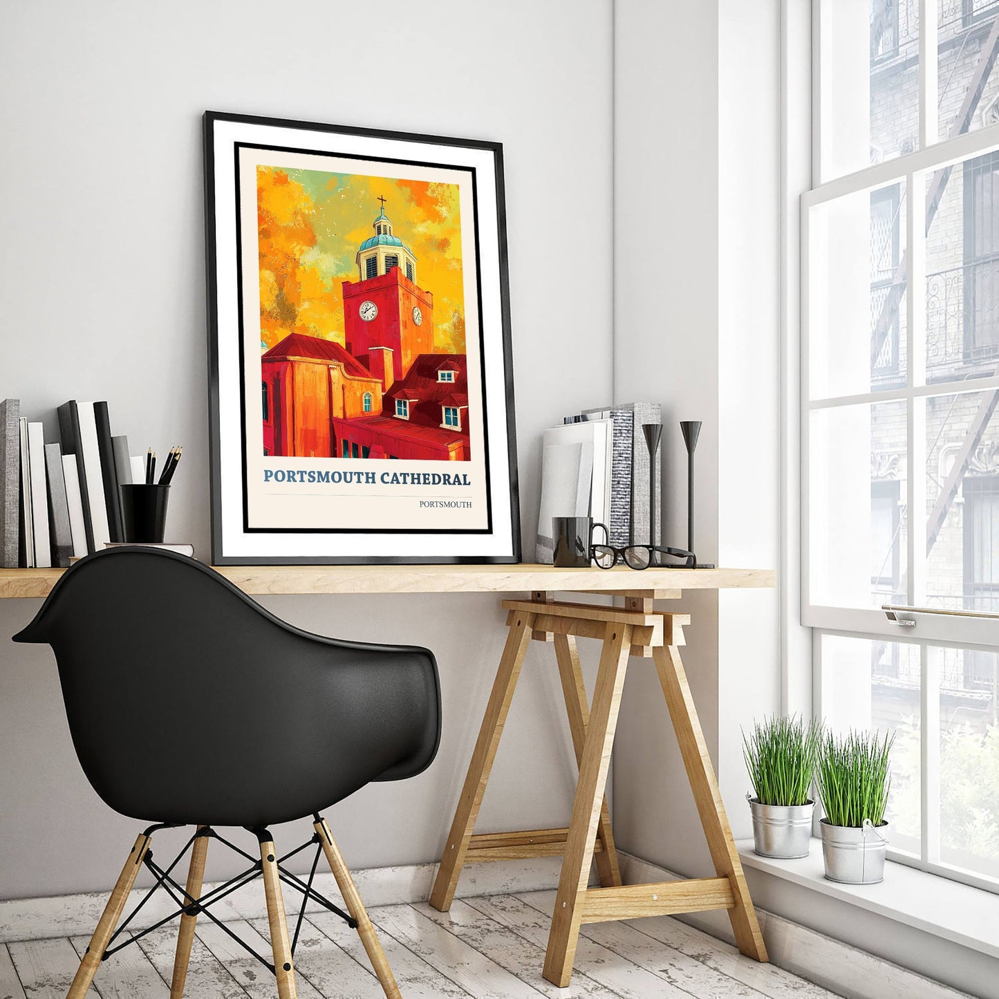 Portsmouth Cathedral Travel Poster - Art Print - Bold Pop Illustration - Old Portsmouth Wall Art 2/3