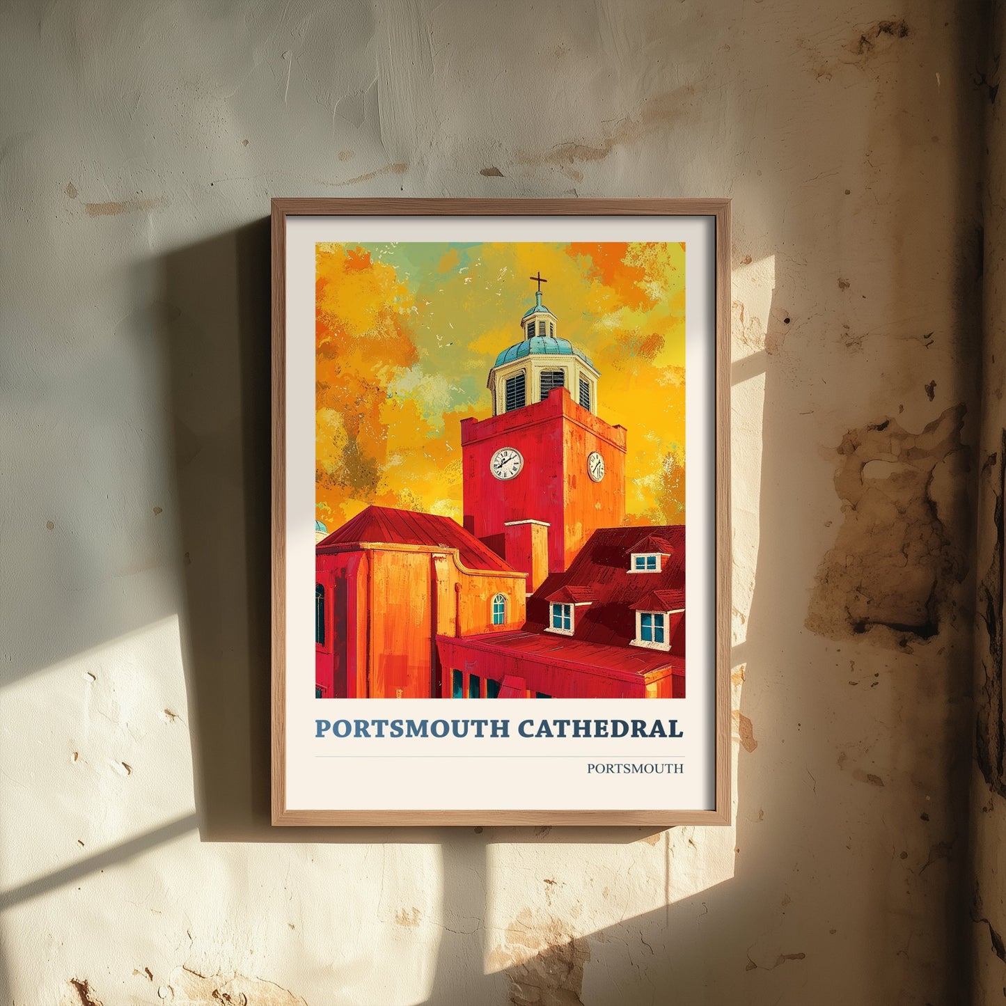 Portsmouth Cathedral Travel Poster - Art Print - Bold Pop Illustration - Old Portsmouth Wall Art 2/3