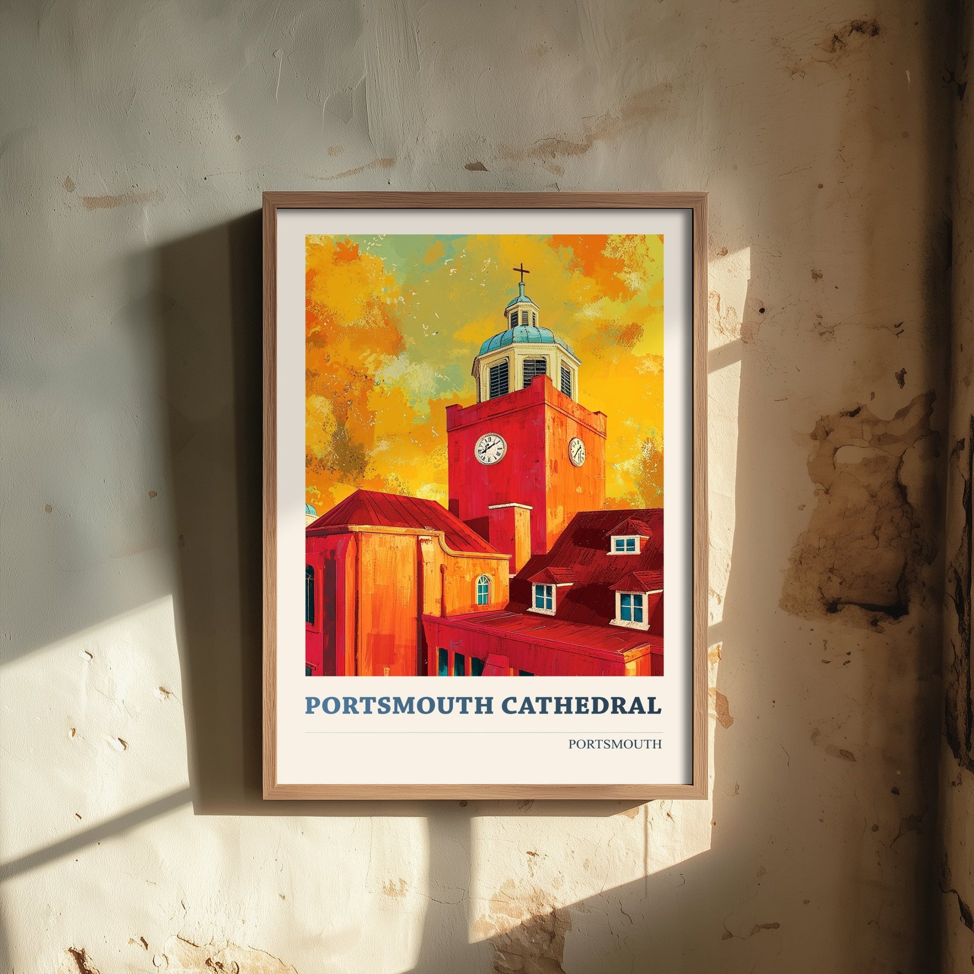 Portsmouth Cathedral Travel Poster - Art Print - Bold Pop Illustration - Old Portsmouth Wall Art 2/3
