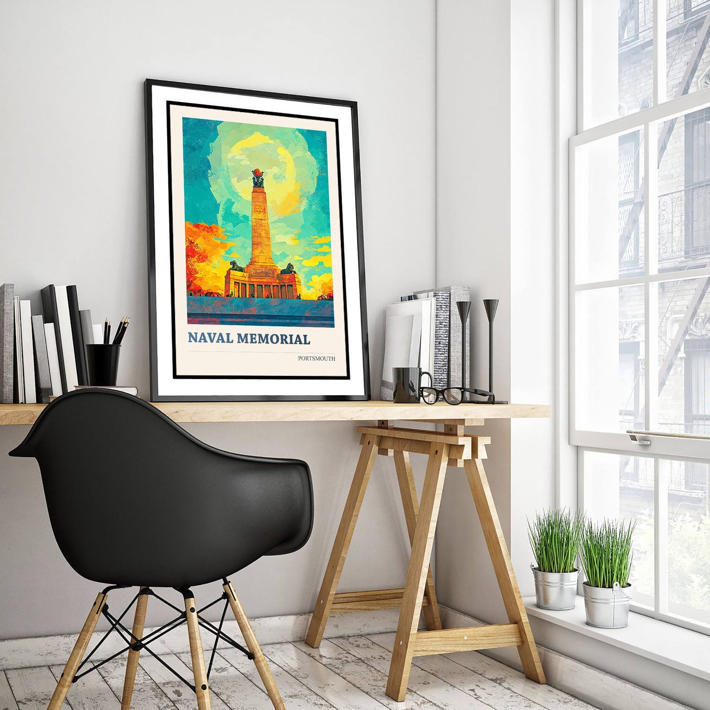 Naval Memorial Portsmouth Travel Poster - Art Print - Bold Pop Illustration - War Memorial Wall Art 3/3