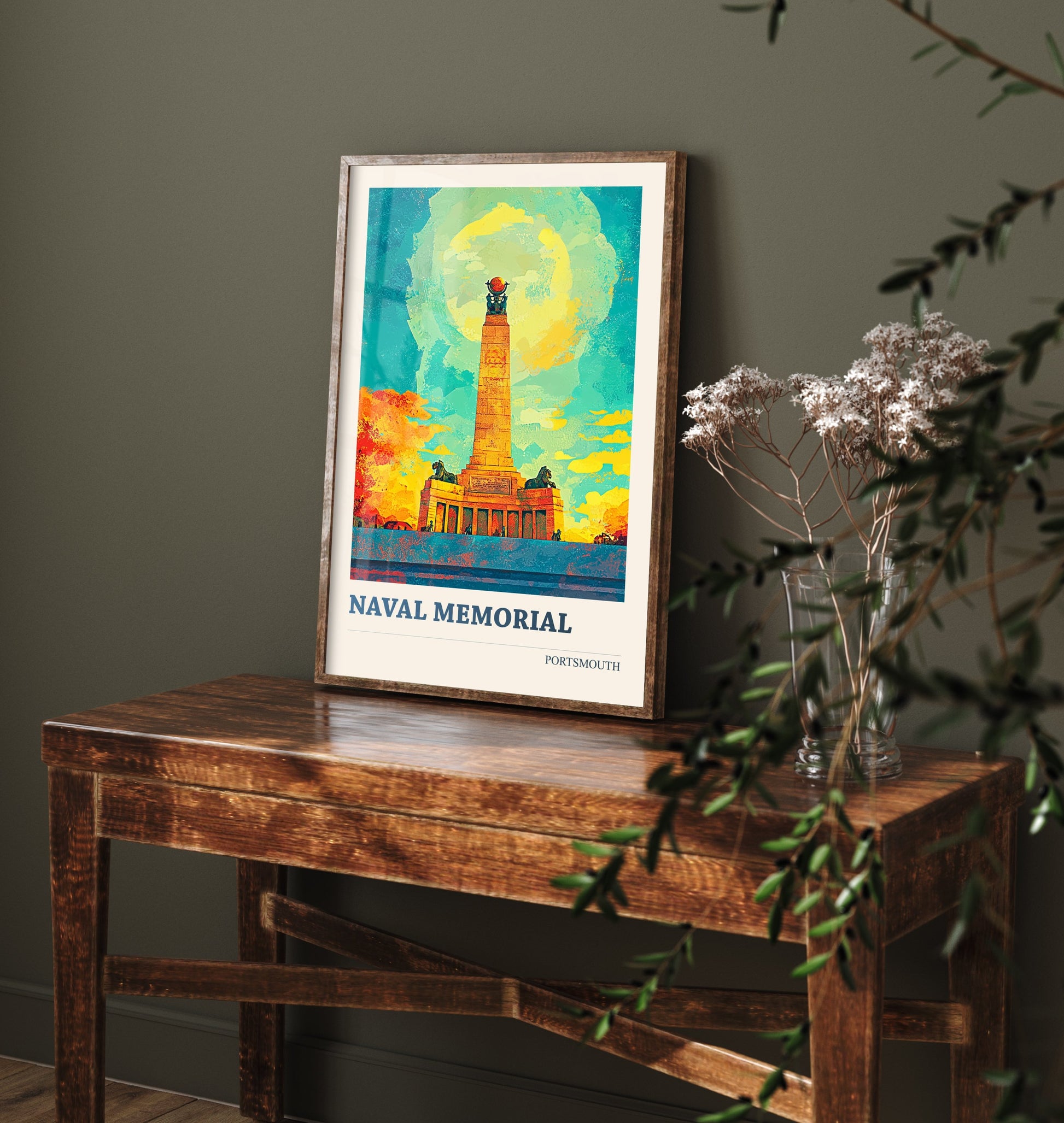 Naval Memorial Portsmouth Travel Poster - Art Print - Bold Pop Illustration - War Memorial Wall Art 3/3