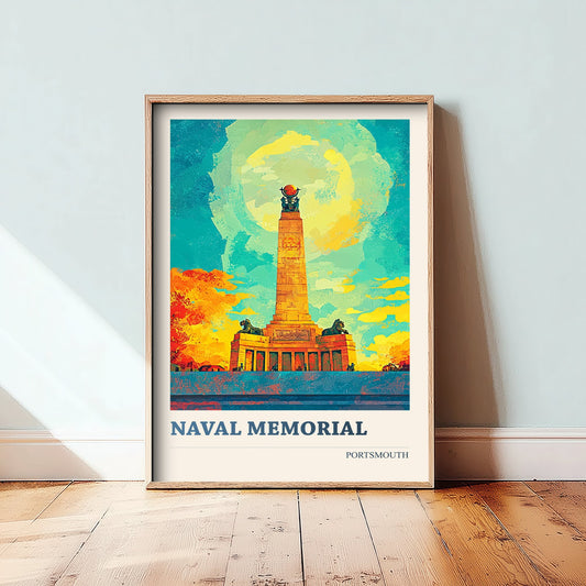 Naval Memorial Portsmouth Travel Poster - Art Print - Bold Pop Illustration - War Memorial Wall Art 3/3