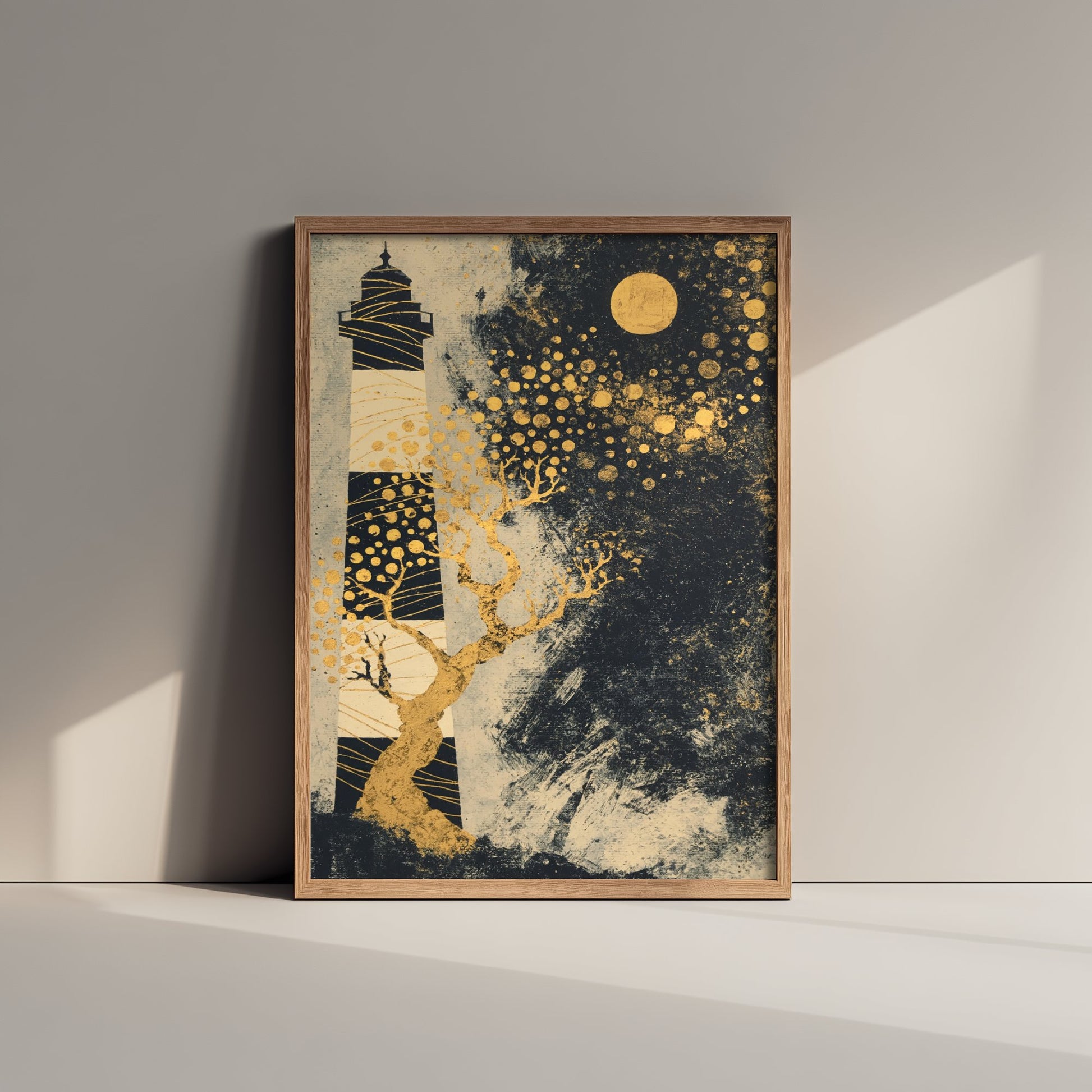 Southsea Castle Lighthouse Portsmouth Art Print - Klimt Gold Leaf Poster - Gold Illustration Wall Art 2/3