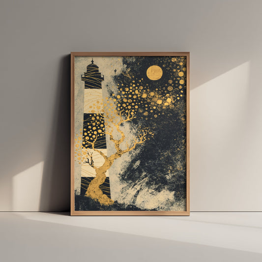 Southsea Castle Lighthouse Portsmouth Art Print - Klimt Gold Leaf Poster - Gold Illustration Wall Art 2/3