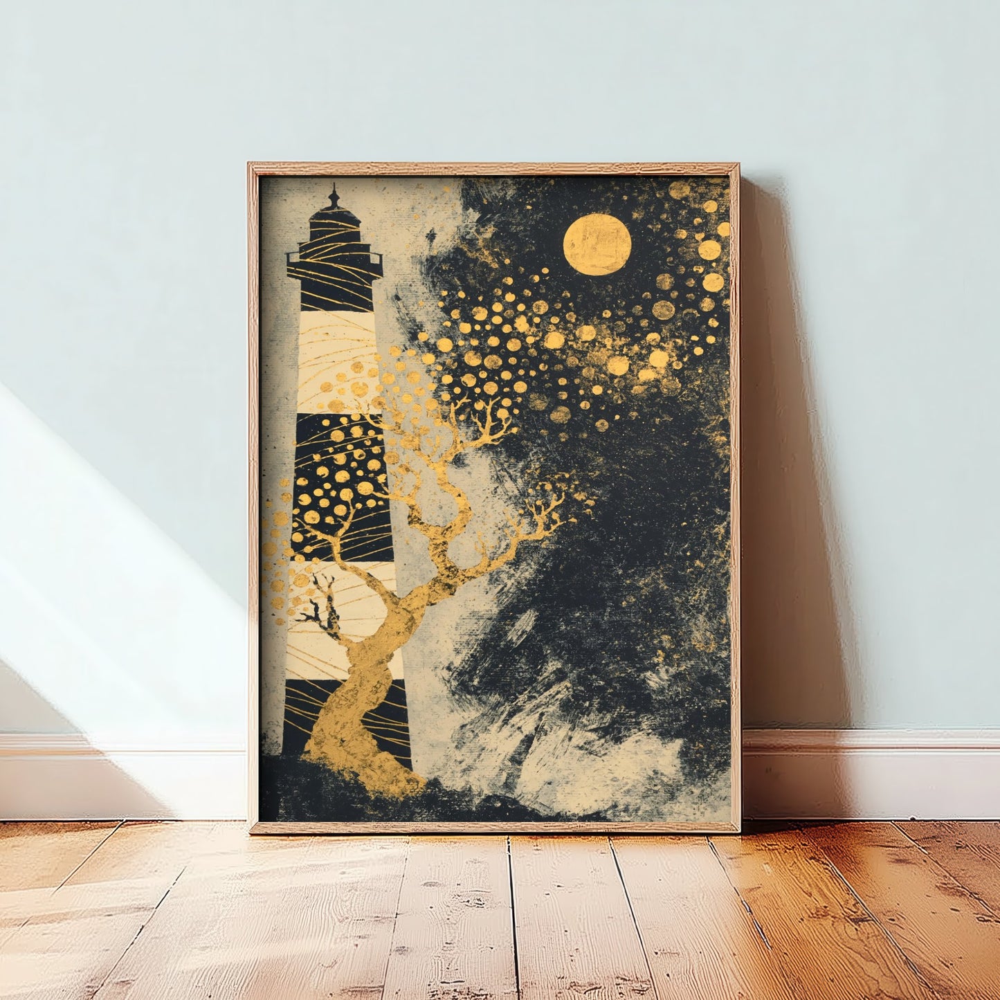 Southsea Castle Lighthouse Portsmouth Art Print - Klimt Gold Leaf Poster - Gold Illustration Wall Art 2/3