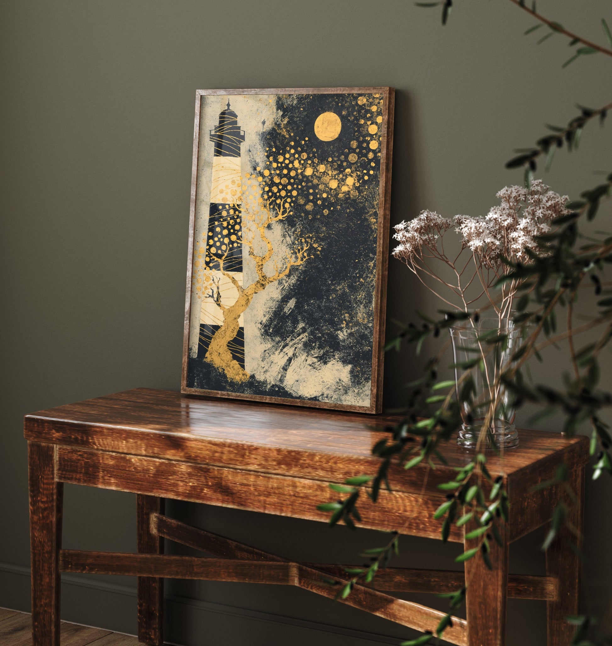 Southsea Castle Lighthouse Portsmouth Art Print - Klimt Gold Leaf Poster - Gold Illustration Wall Art 2/3