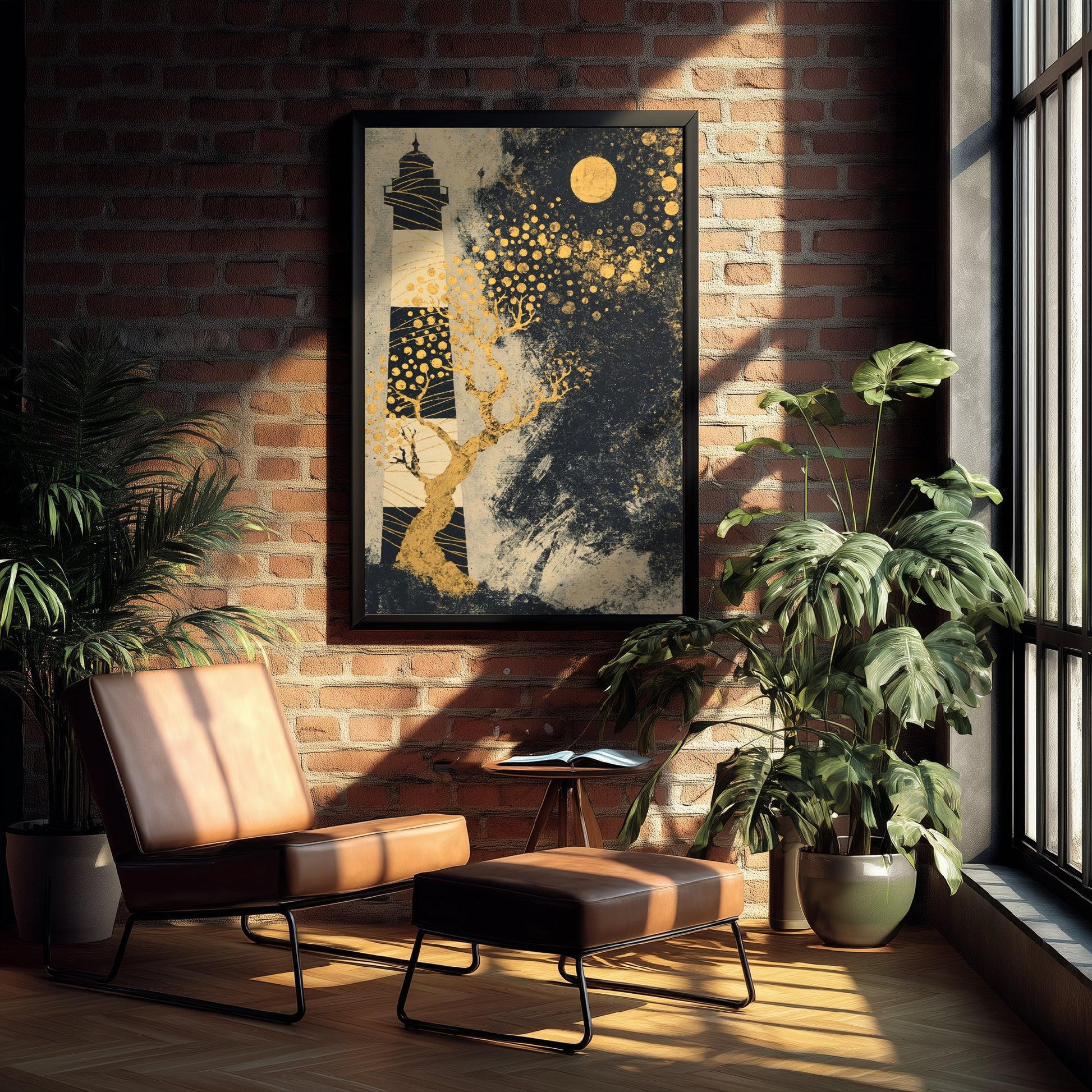 Southsea Castle Lighthouse Portsmouth Art Print - Klimt Gold Leaf Poster - Gold Illustration Wall Art 2/3