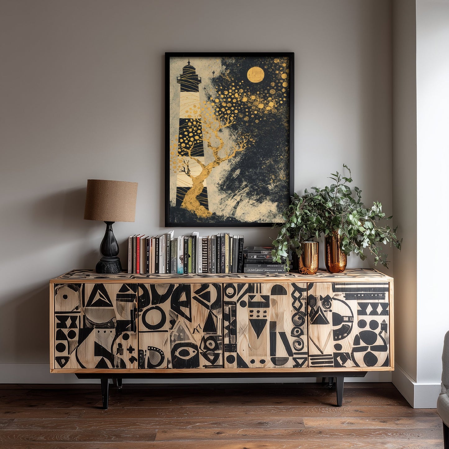 Southsea Castle Lighthouse Portsmouth Art Print - Klimt Gold Leaf Poster - Gold Illustration Wall Art 2/3