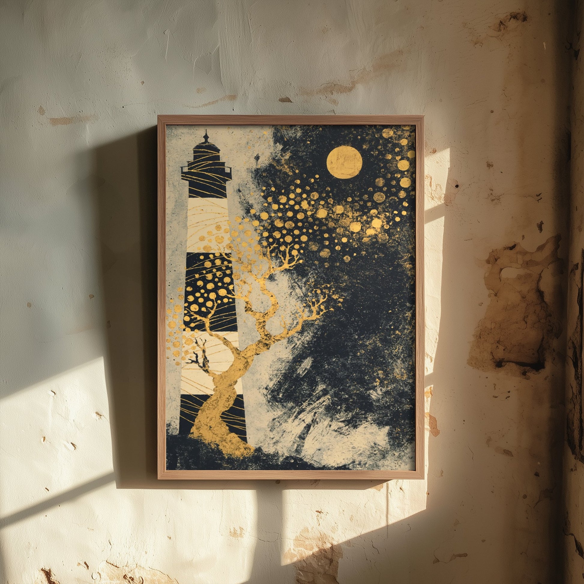 Southsea Castle Lighthouse Portsmouth Art Print - Klimt Gold Leaf Poster - Gold Illustration Wall Art 2/3