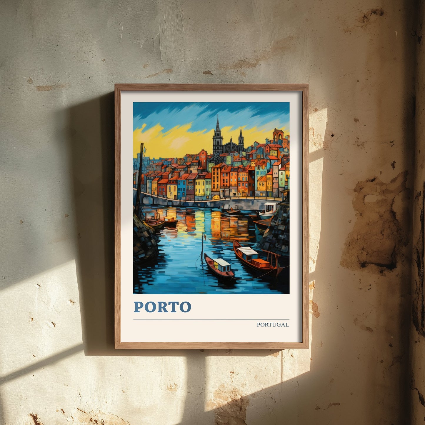Porto Portugal Travel Poster - Art Print - Folk Art Illustration - Douro Harbour Wall Art 2/3