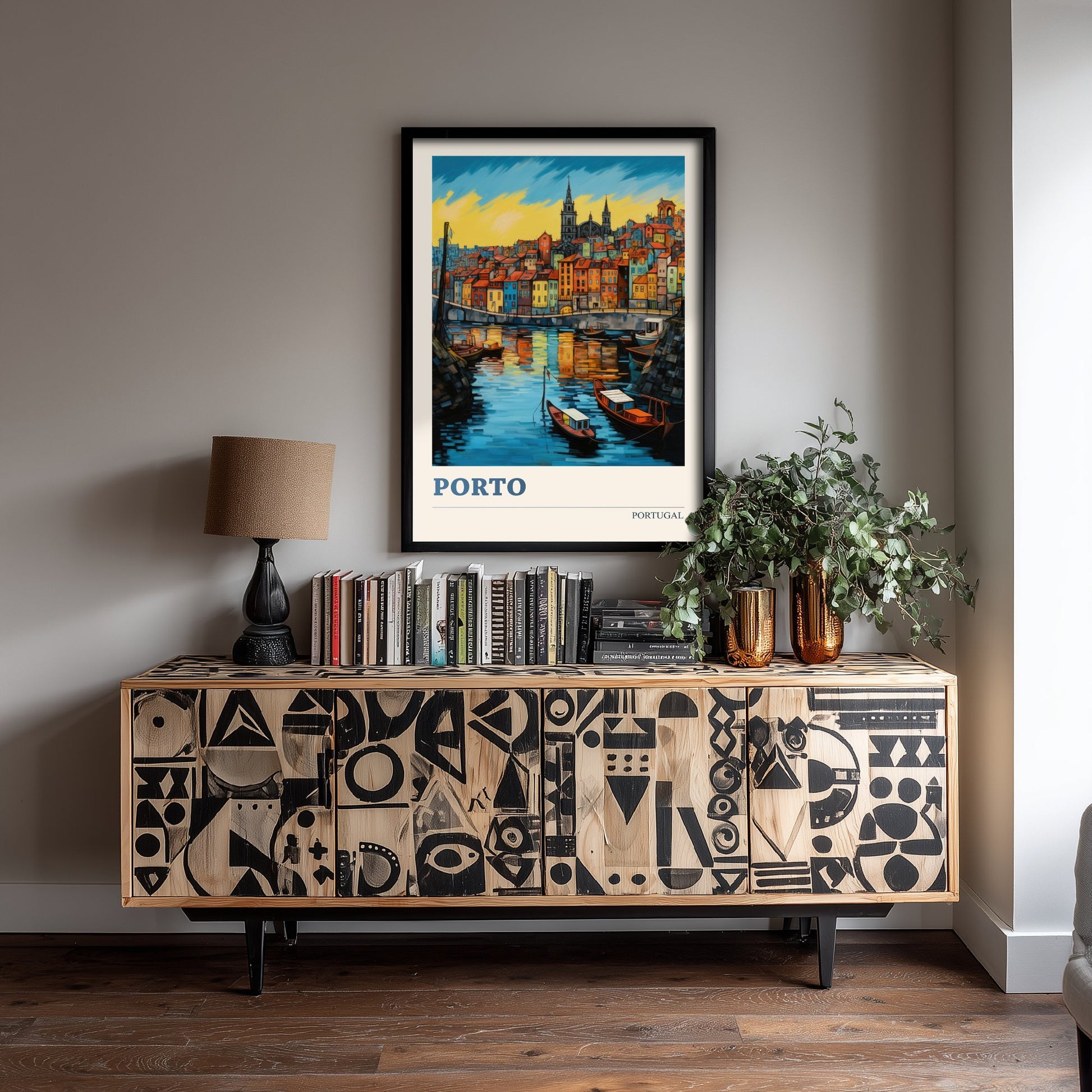 Porto Portugal Travel Poster - Art Print - Folk Art Illustration - Douro Harbour Wall Art 2/3