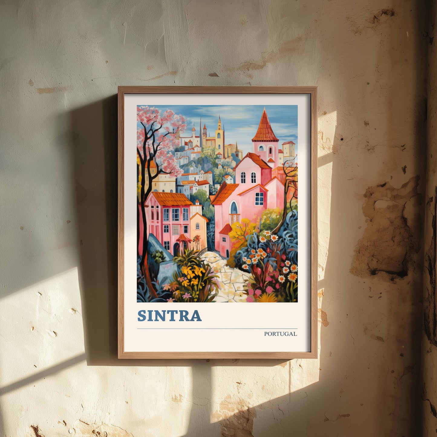 Sintra Portugal Travel Poster - Art Print - Folk Art Illustration - Colourful Town Wall Art 3/3