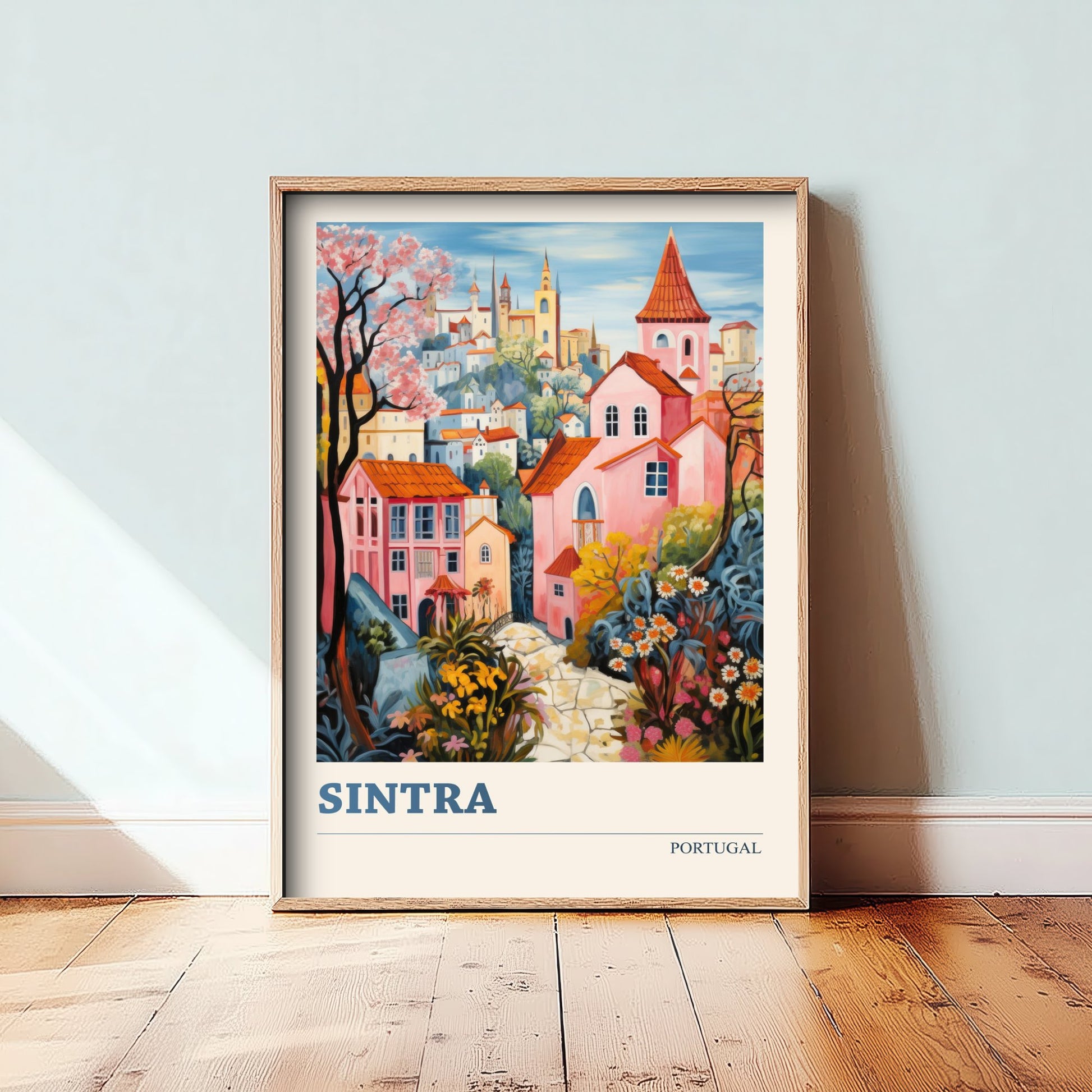 Sintra Portugal Travel Poster - Art Print - Folk Art Illustration - Colourful Town Wall Art 3/3