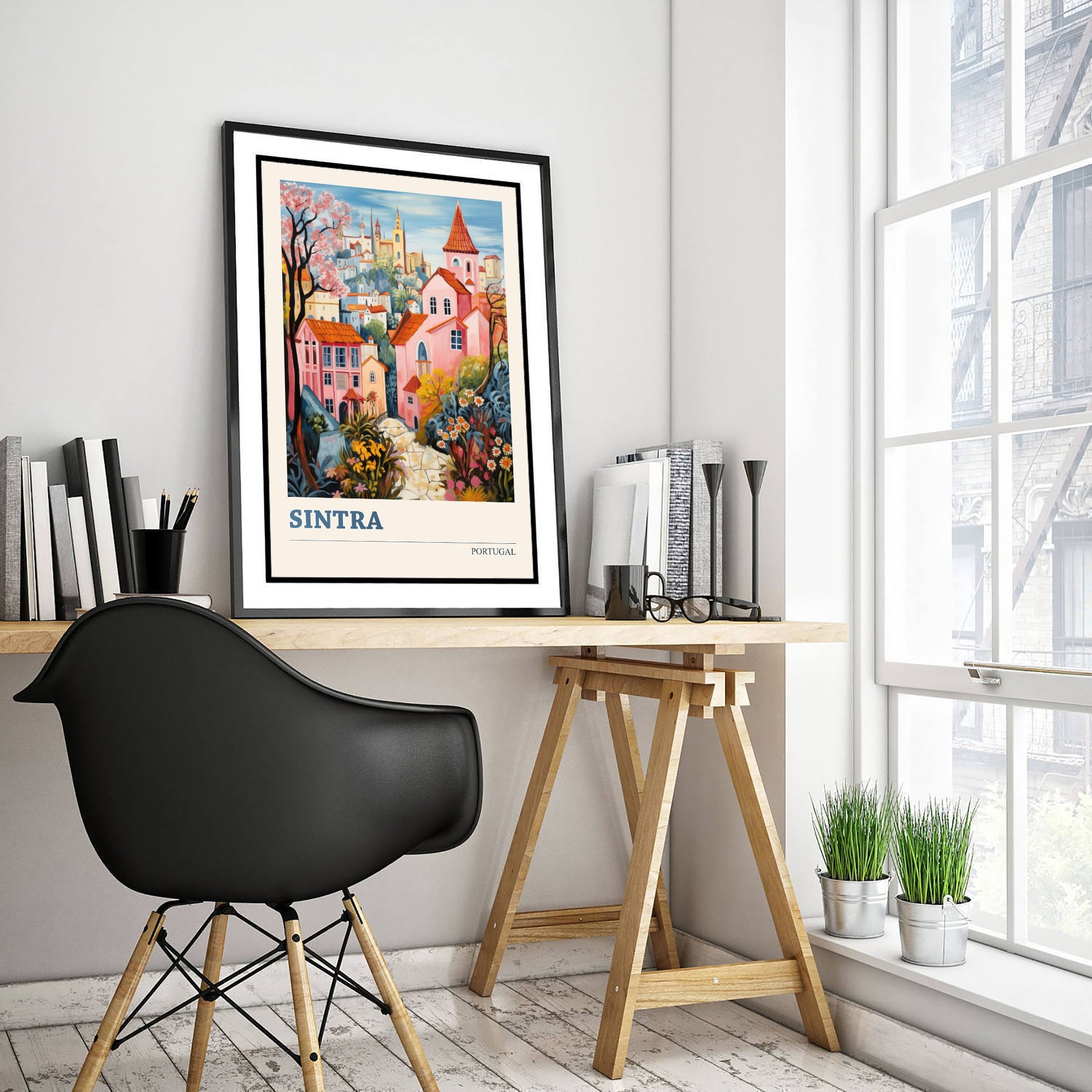 Sintra Portugal Travel Poster - Art Print - Folk Art Illustration - Colourful Town Wall Art 3/3