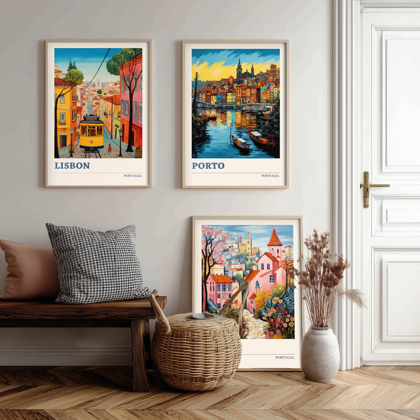 Portugal Set of Three Art Prints - 3 Lisbon Porto Sintra Posters - Vibrant Wall Art Painting Travel Gift ludwig
