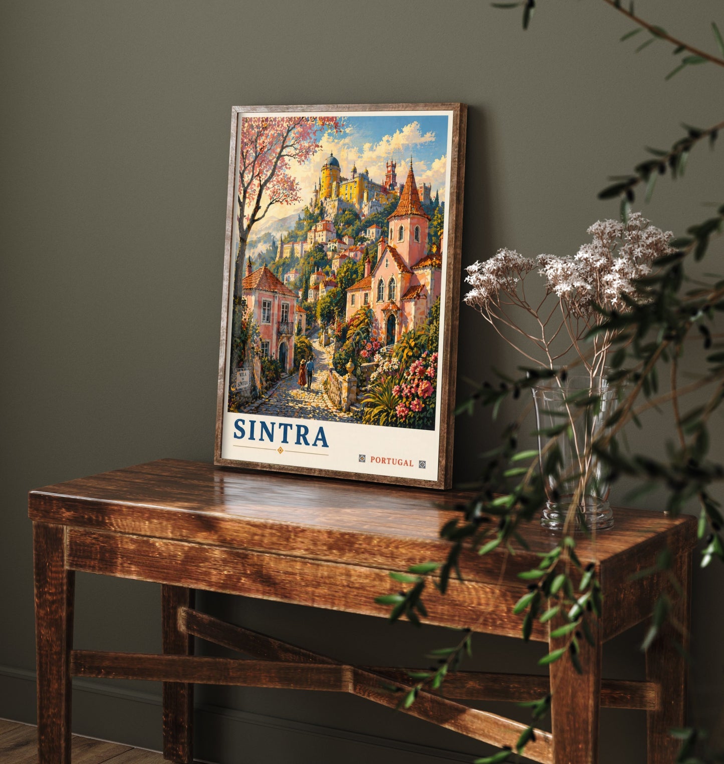 Sintra Portugal Travel Poster - Art Print - Vintage Illustration - Pena Palace Castle Wall Art V2 2/3