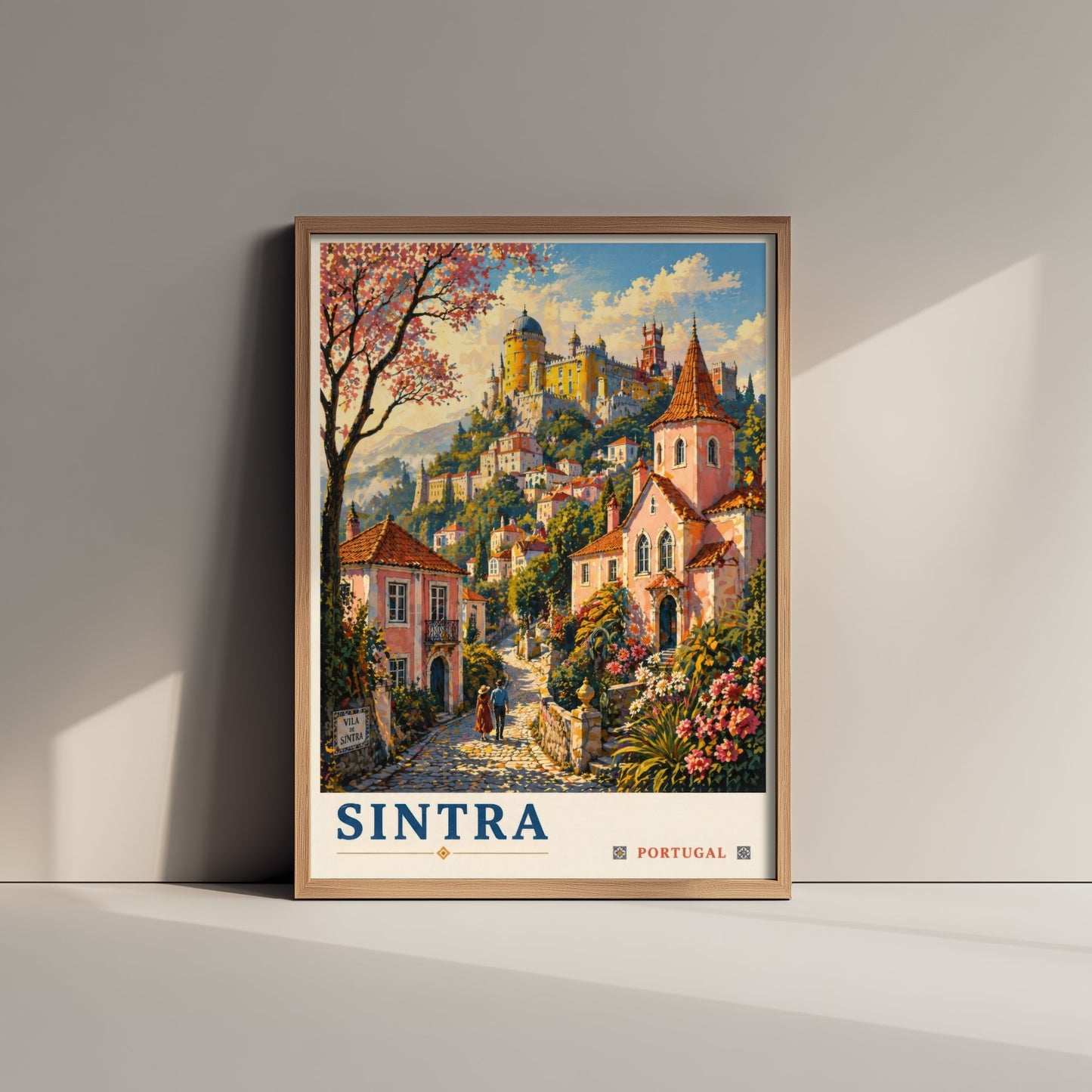 Sintra Portugal Travel Poster - Art Print - Vintage Illustration - Pena Palace Castle Wall Art V2 2/3