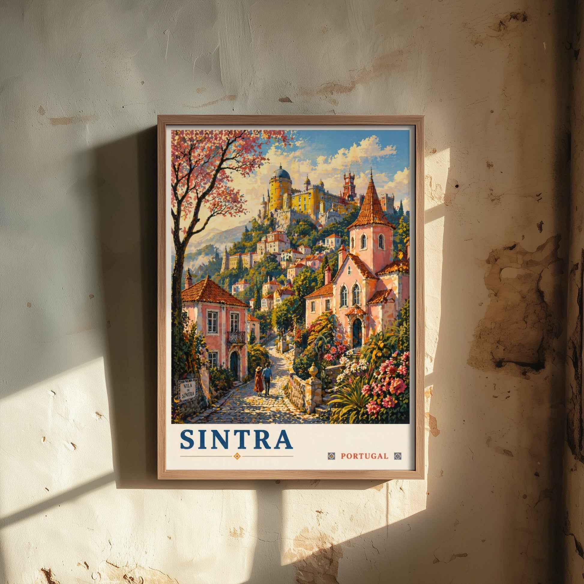 Sintra Portugal Travel Poster - Art Print - Vintage Illustration - Pena Palace Castle Wall Art V2 2/3