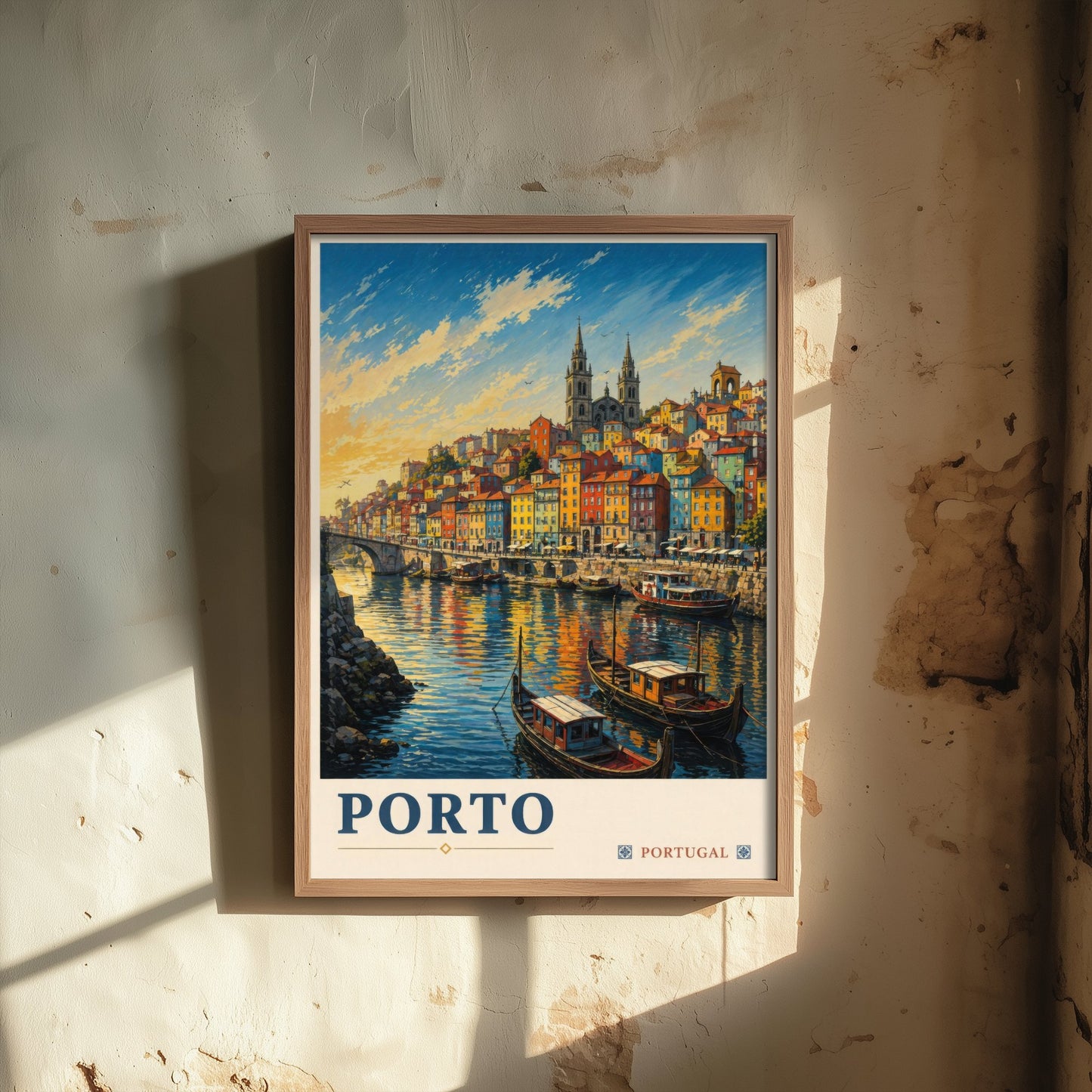 Porto Portugal Travel Poster - Art Print - Vintage Illustration - Douro Riverside Wall Art V2 3/3