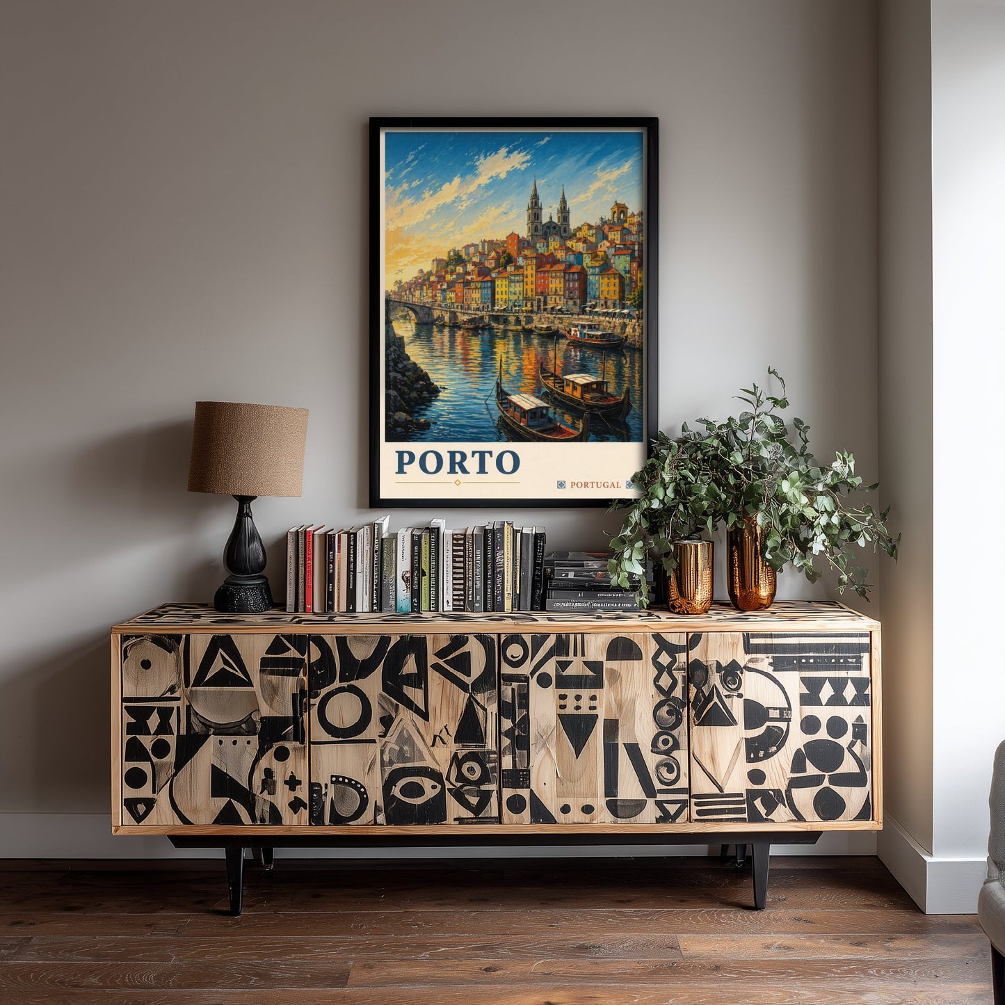 Porto Portugal Travel Poster - Art Print - Vintage Illustration - Douro Riverside Wall Art V2 3/3