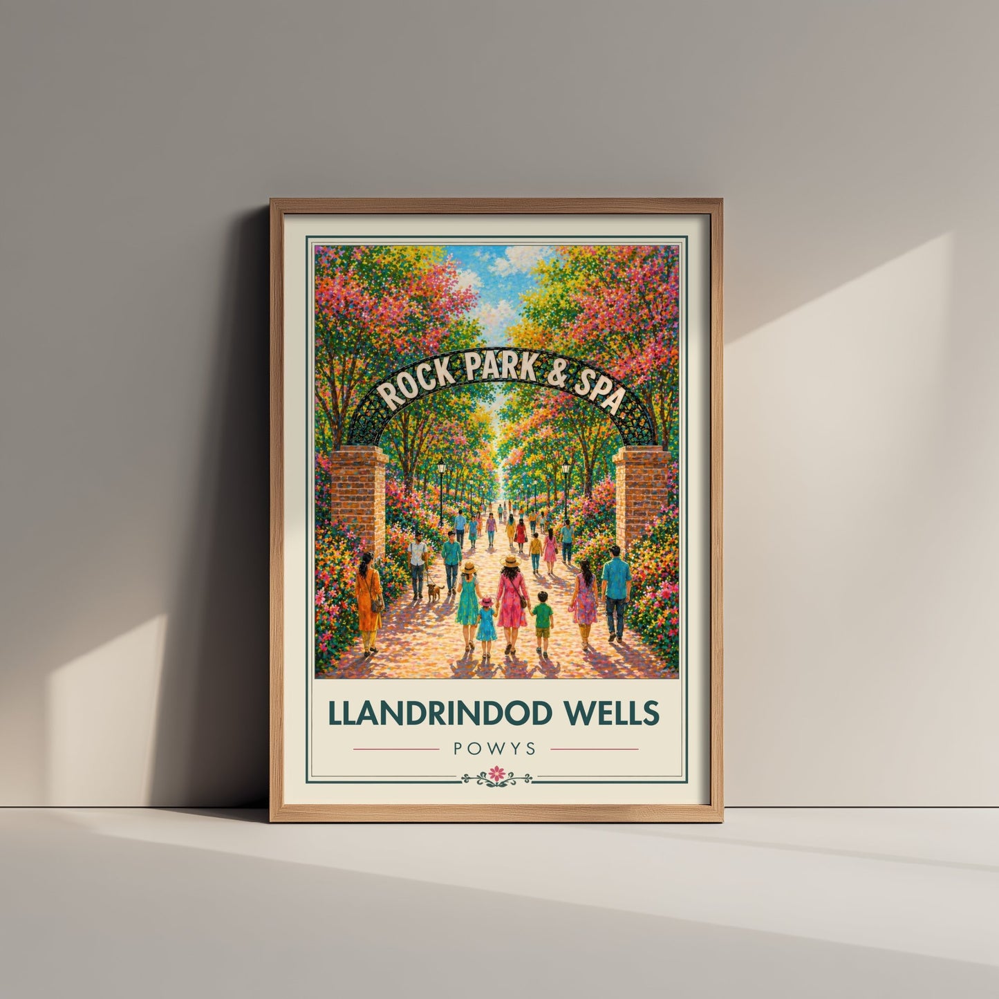 Llandrindod Wells Powys Travel Poster - Art Print - Vibrant Illustration - Rock Park Spa Wall Art 2/3