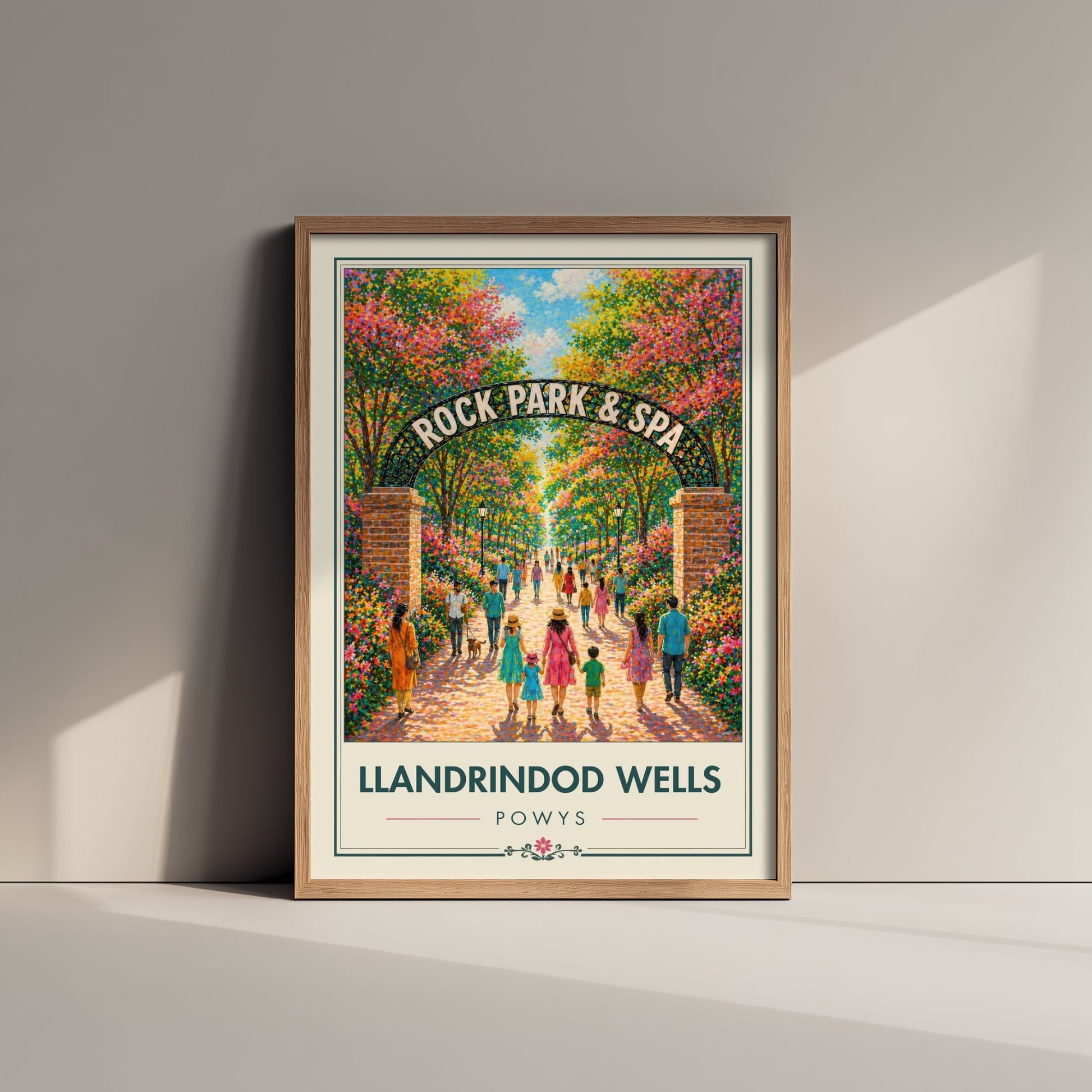 Llandrindod Wells Powys Travel Poster - Art Print - Vibrant Illustration - Rock Park Spa Wall Art 2/3