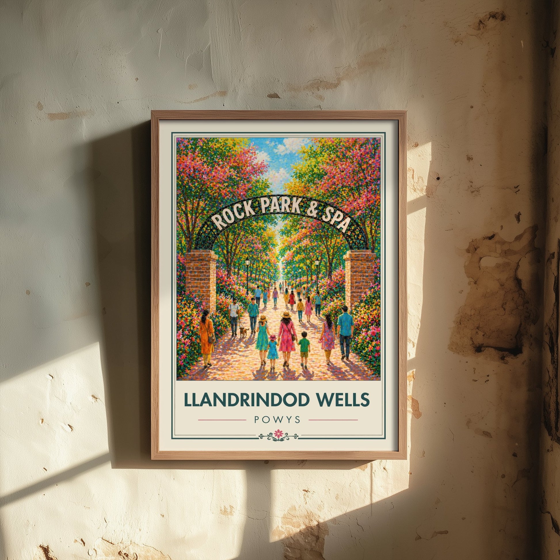 Llandrindod Wells Powys Travel Poster - Art Print - Vibrant Illustration - Rock Park Spa Wall Art 2/3