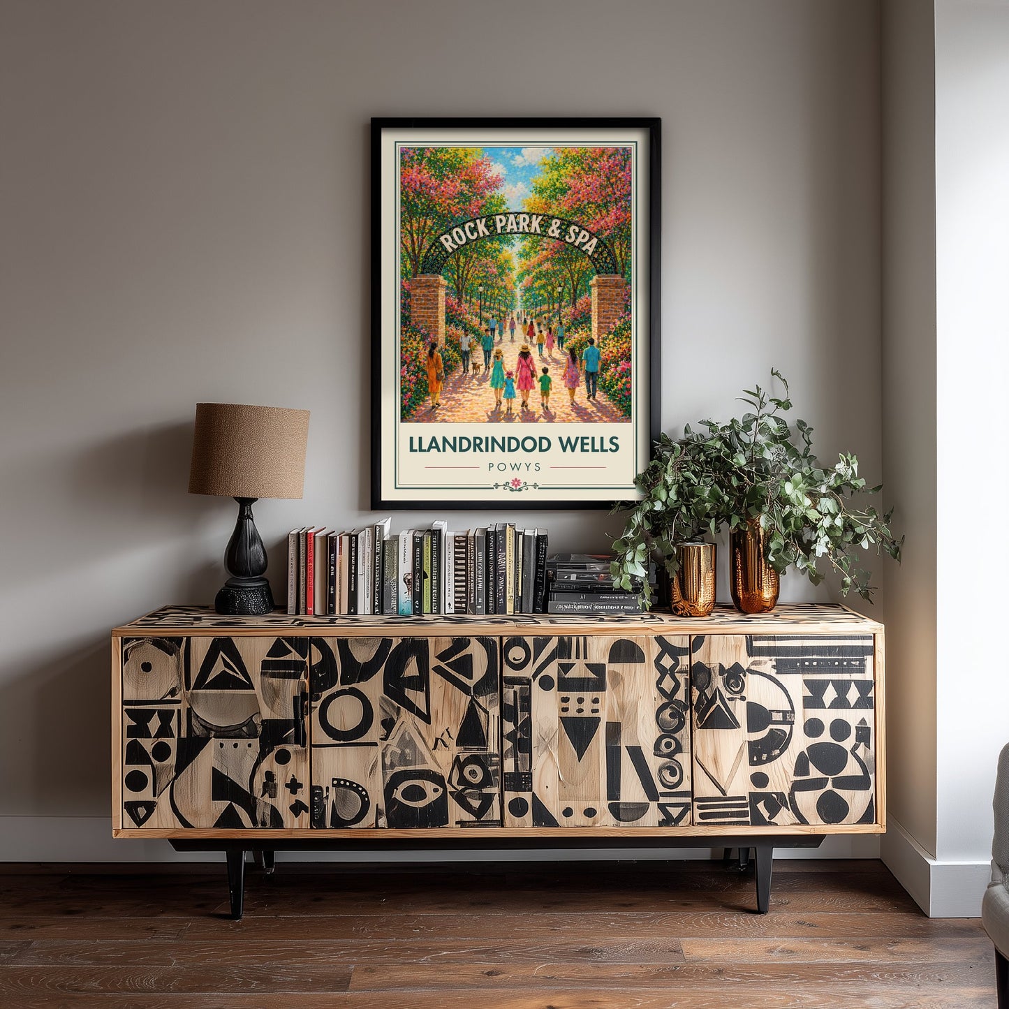 Llandrindod Wells Powys Travel Poster - Art Print - Vibrant Illustration - Rock Park Spa Wall Art 2/3