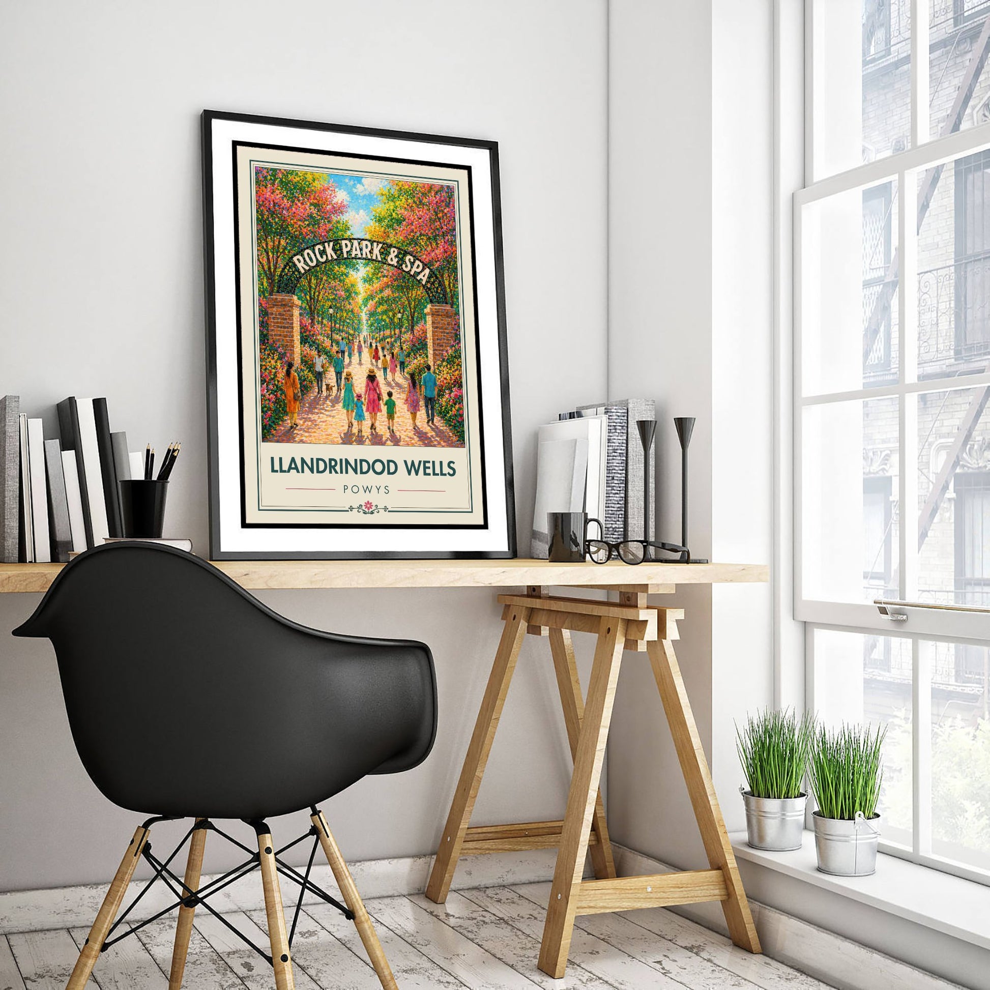 Llandrindod Wells Powys Travel Poster - Art Print - Vibrant Illustration - Rock Park Spa Wall Art 2/3