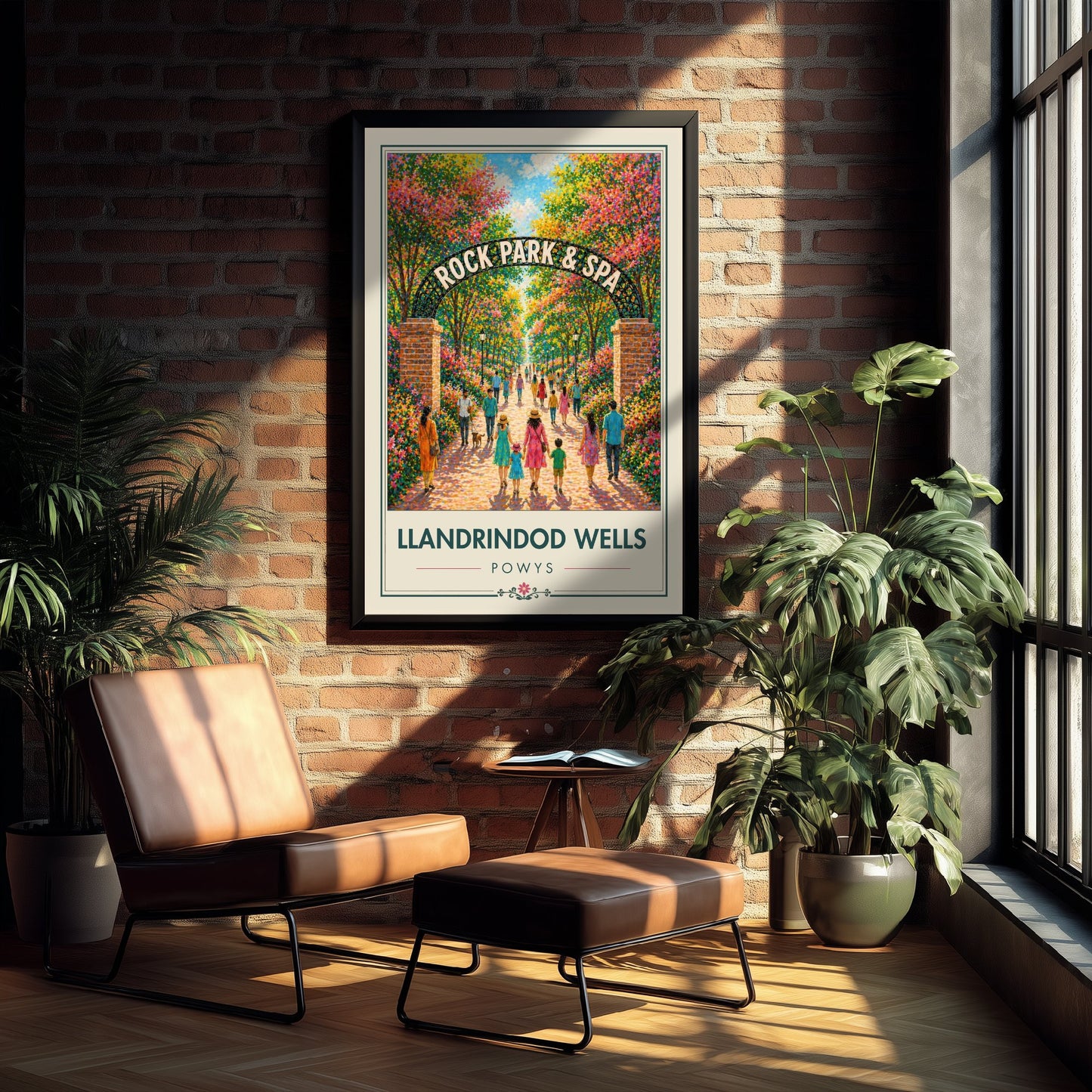 Llandrindod Wells Powys Travel Poster - Art Print - Vibrant Illustration - Rock Park Spa Wall Art 2/3