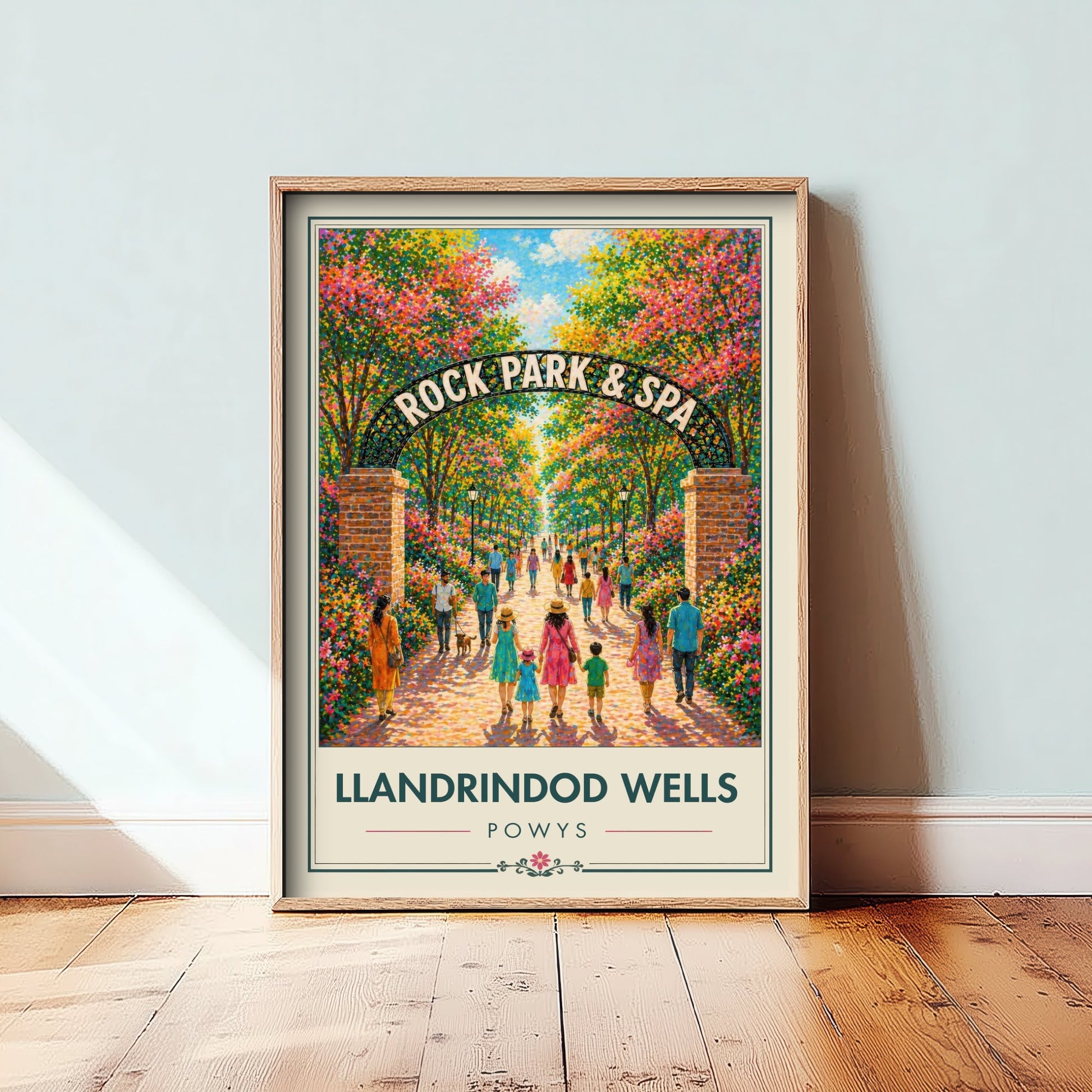 Llandrindod Wells Powys Travel Poster - Art Print - Vibrant Illustration - Rock Park Spa Wall Art 2/3