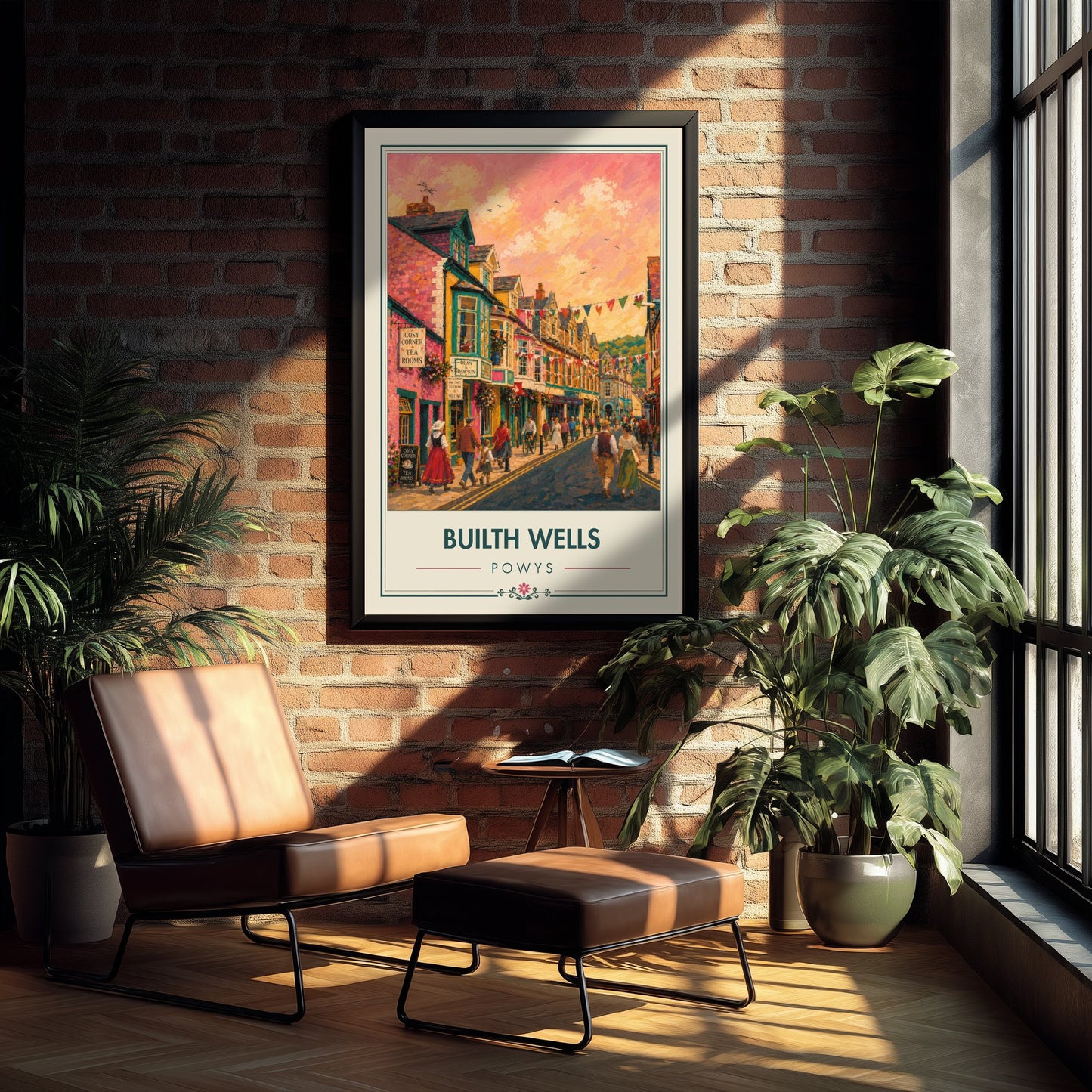 Builth Wells Powys Wales Travel Poster - Art Print - Vibrant Illustration - Town Street Wall Art 3/3