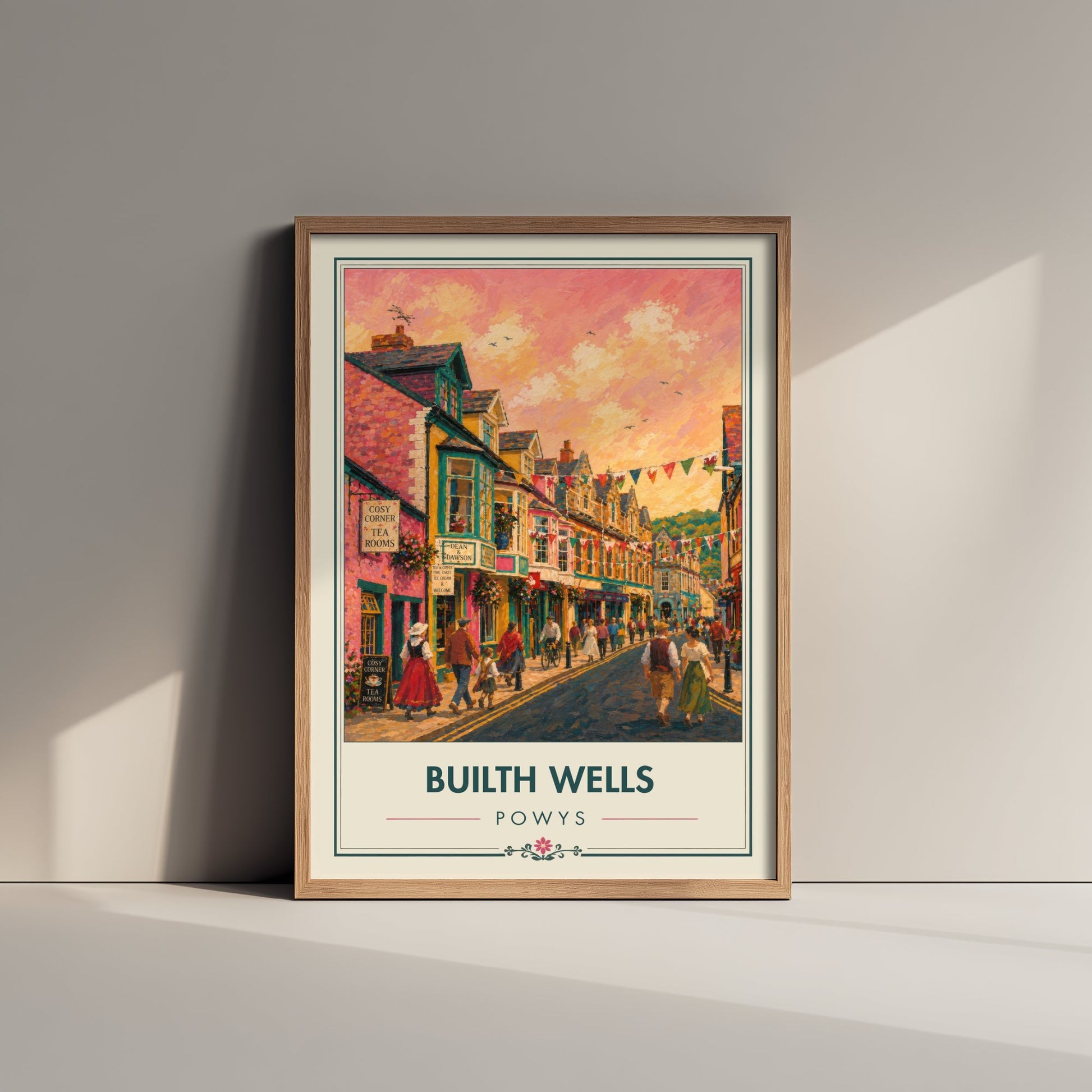 Builth Wells Powys Wales Travel Poster - Art Print - Vibrant Illustration - Town Street Wall Art 3/3