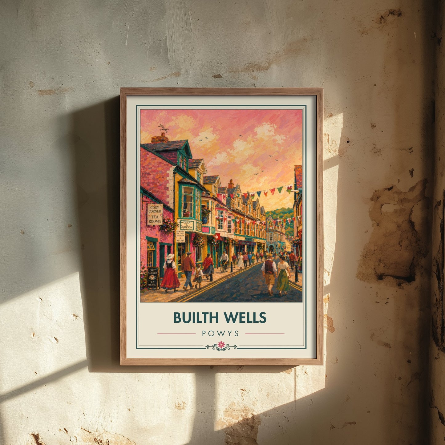 Builth Wells Powys Wales Travel Poster - Art Print - Vibrant Illustration - Town Street Wall Art 3/3