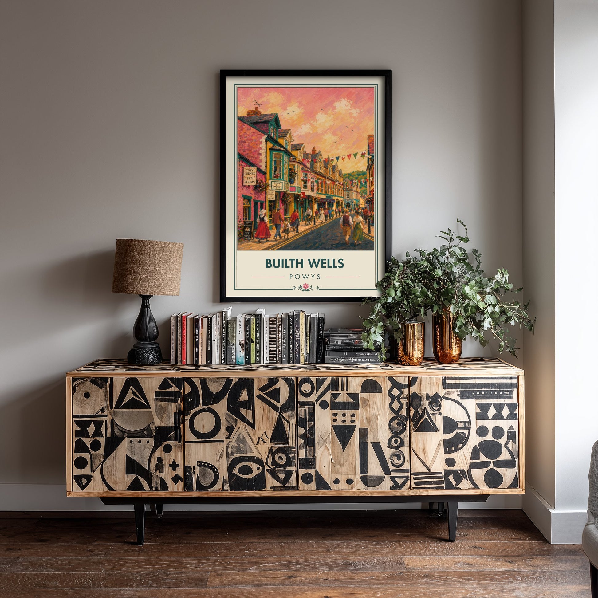 Builth Wells Powys Wales Travel Poster - Art Print - Vibrant Illustration - Town Street Wall Art 3/3