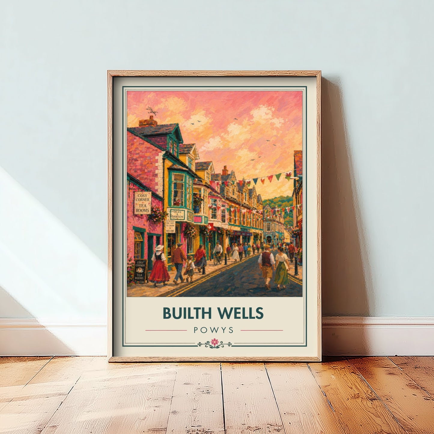 Builth Wells Powys Wales Travel Poster - Art Print - Vibrant Illustration - Town Street Wall Art 3/3