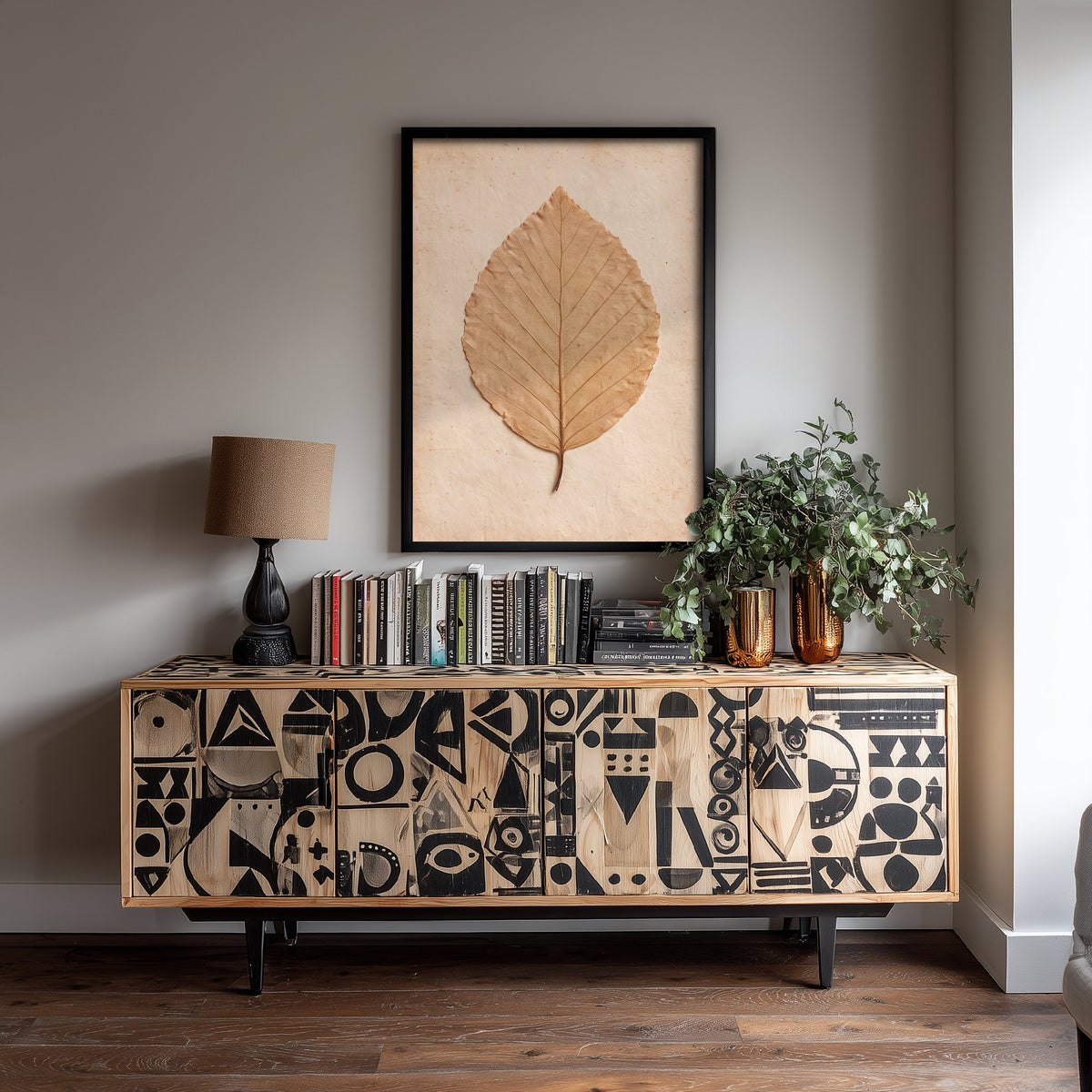 Pressed Beech Leaf Art Print - Vintage Herbarium Specimen Photo - Neutral Autumn Leaf Poster 1/3