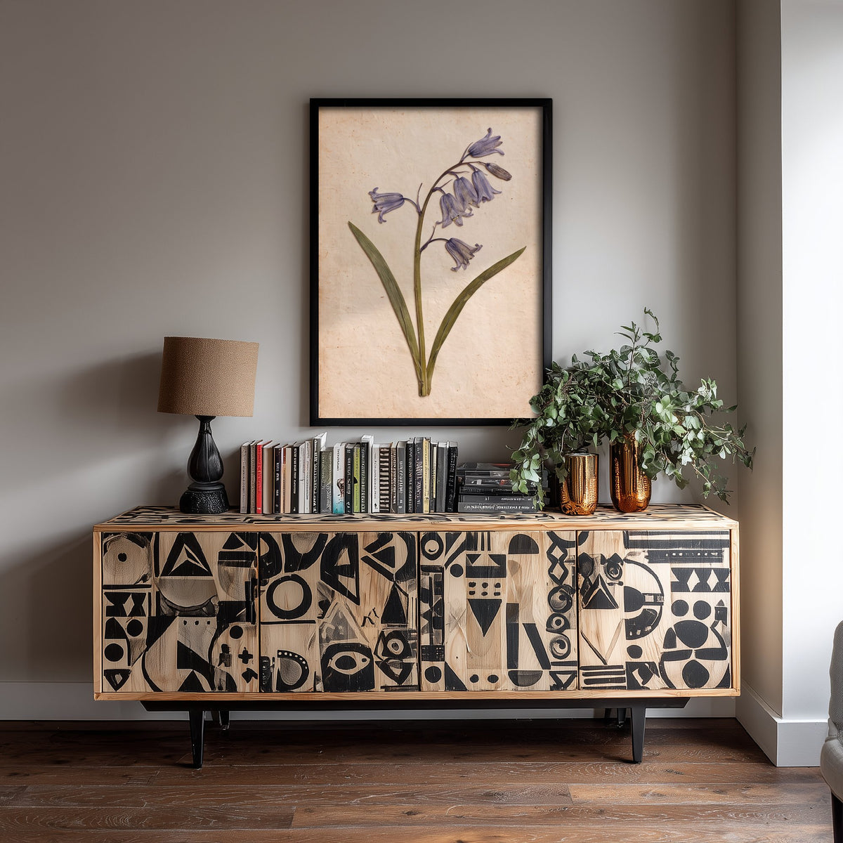 Pressed Bluebell Art Print - Vintage Wildflower Herbarium Photo - Blue Woodland Flower Poster 1/3