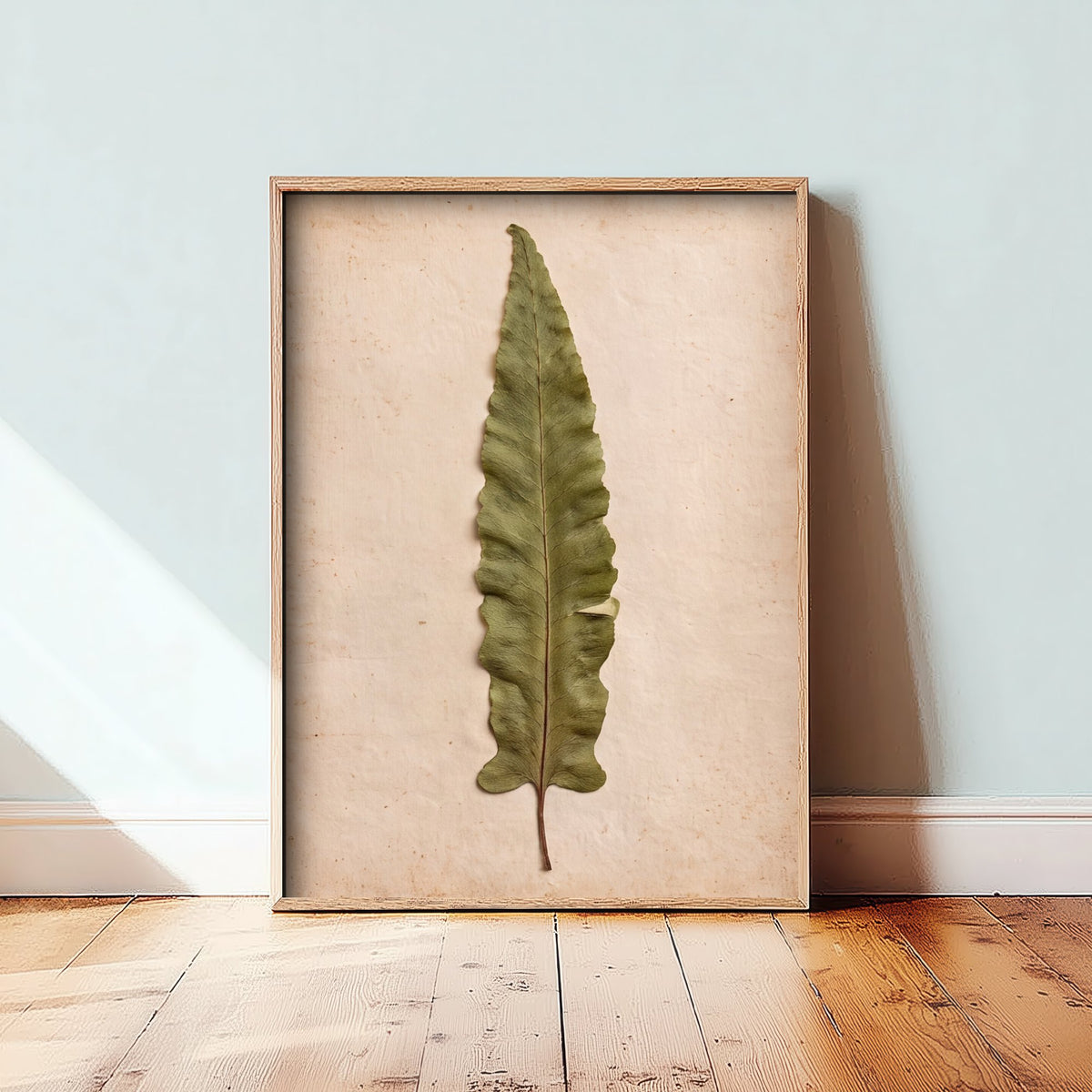Hart's Tongue Fern Art Print - Pressed Fern Vintage Herbarium Photo - Green Woodland Frond Poster 2/3