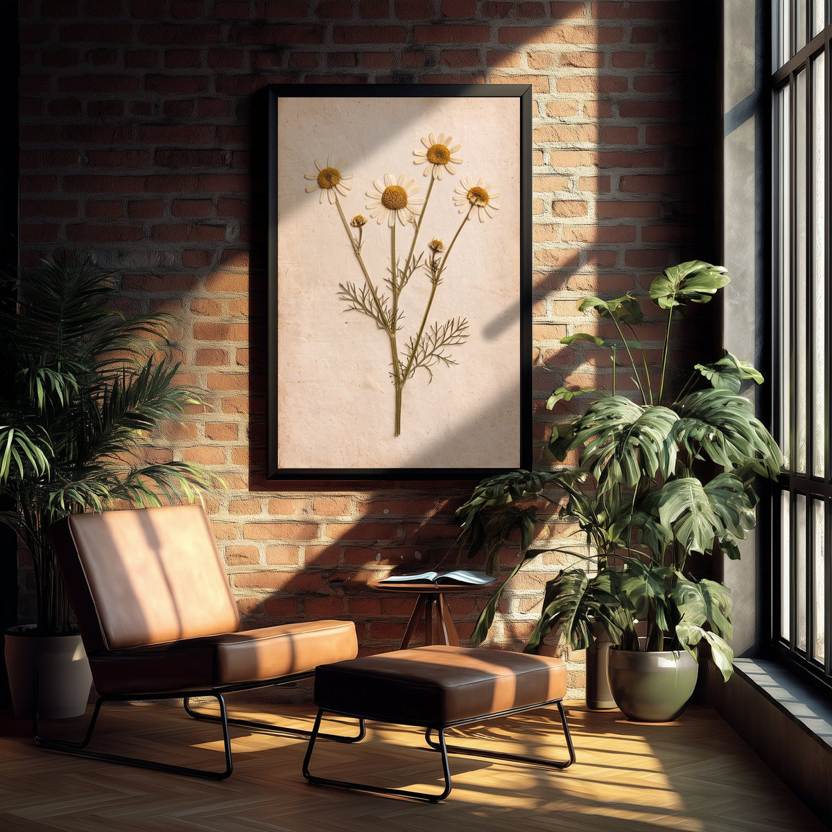 Pressed Chamomile Art Print - Vintage Herb Herbarium Photo - Wild Chamomile Flower Poster 1/3