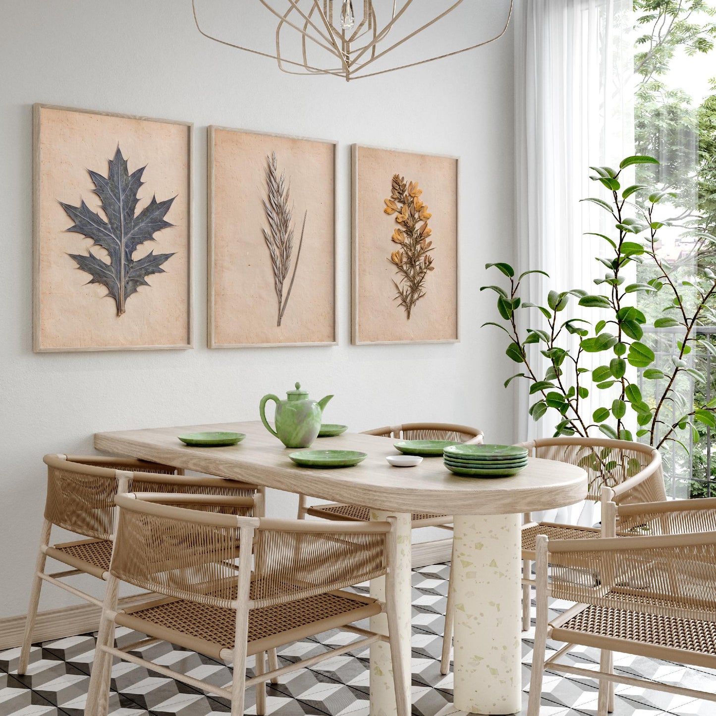 Cornish Dunes Set of Three Art Prints - Sea Holly Marram Grass and Gorse - Pressed Coastal Botanical Posters - Cornwall Beach Photo